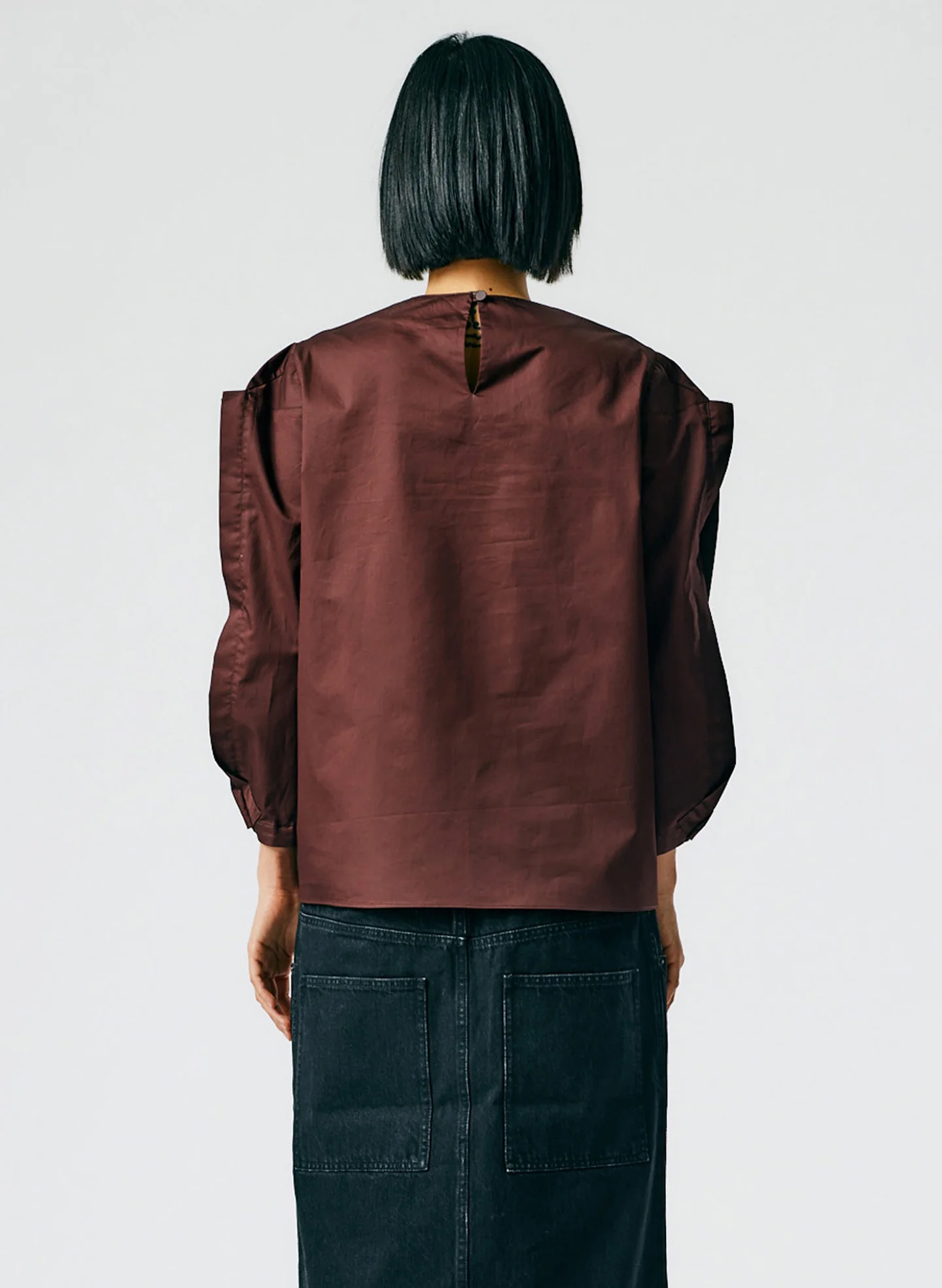Lightweight Cotton Sateen Square Sleeve Top - Image 4