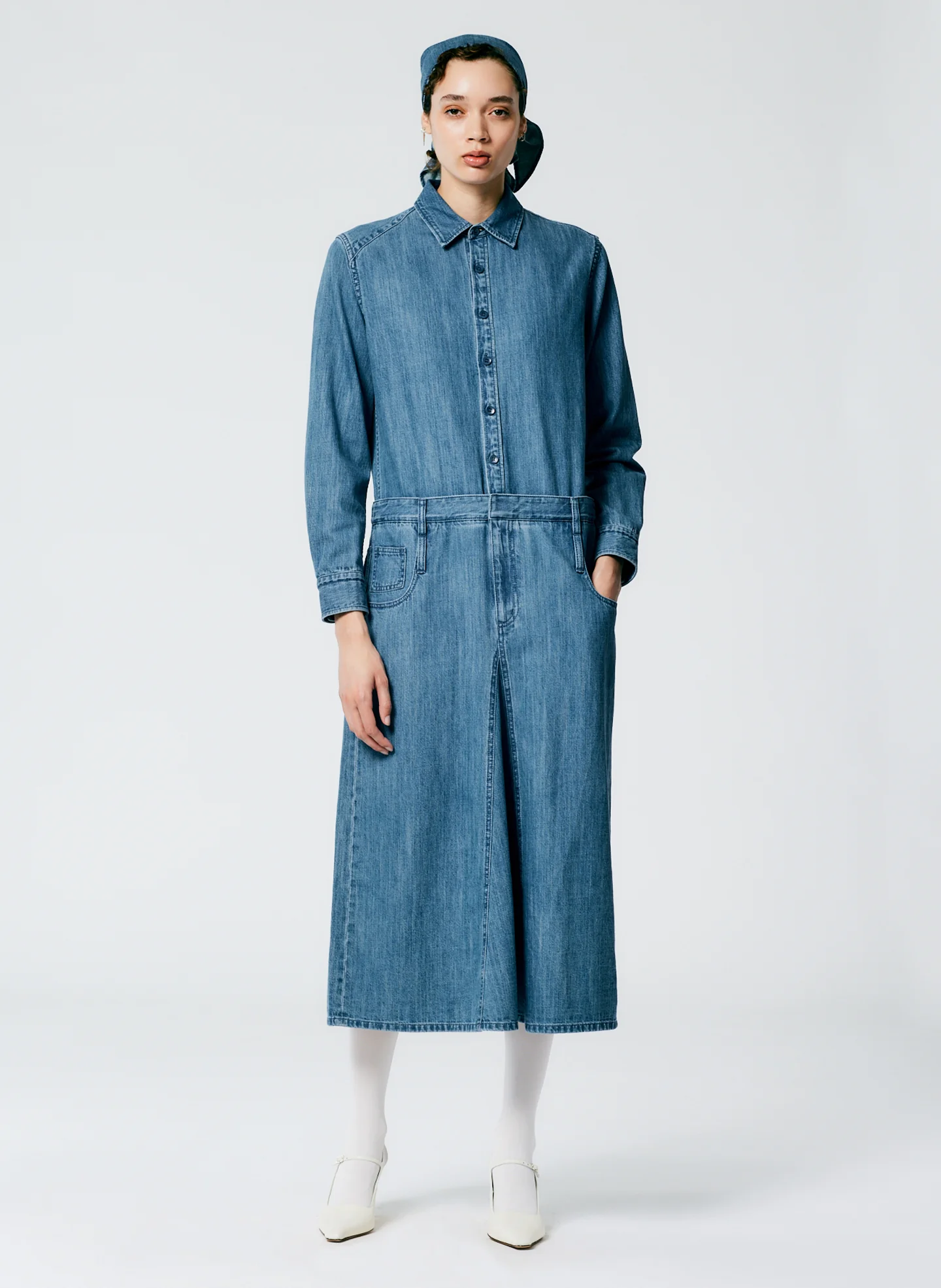 Lightweight Stone Washed Denim Shirtdress