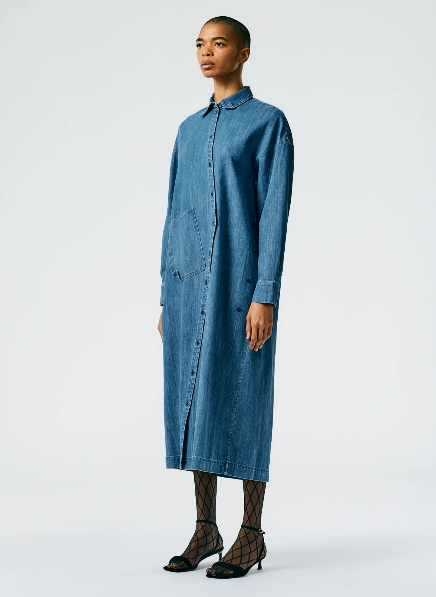 Lightweight Stone Wash Denim Shirtdress - Image 3