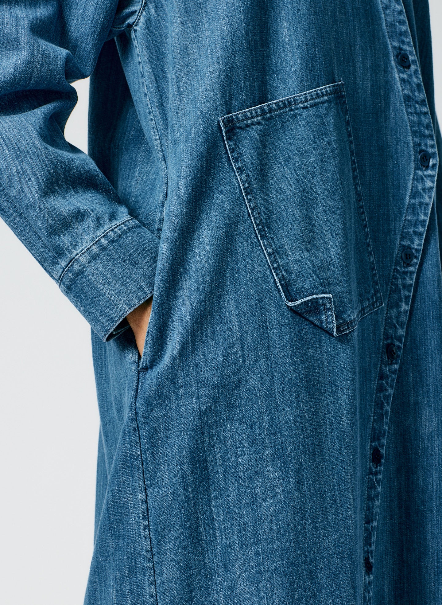 Lightweight Stone Wash Denim Shirtdress - Image 5