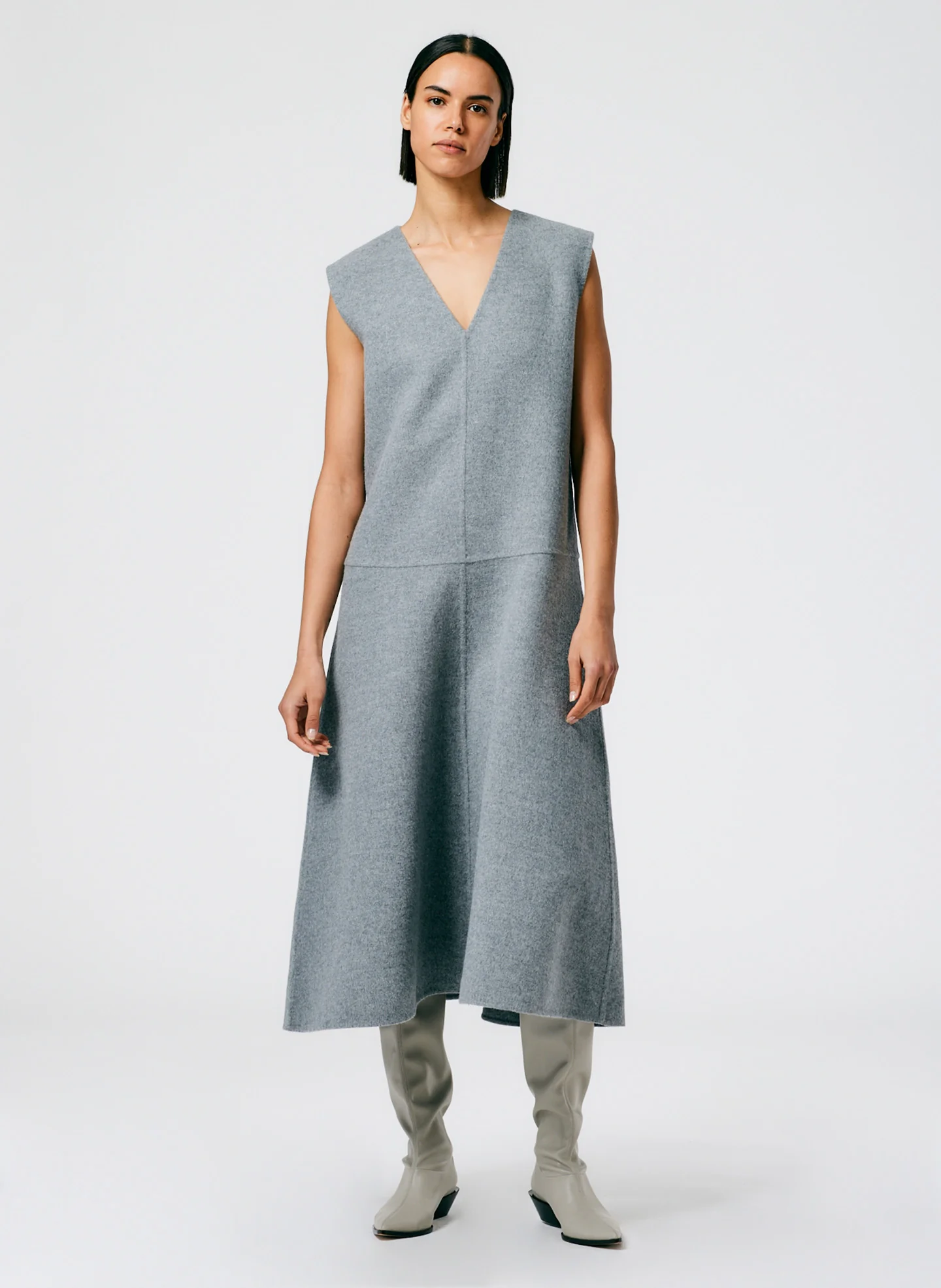 Luxe Double Faced Wool Angora V-Neck Dress - Image 5