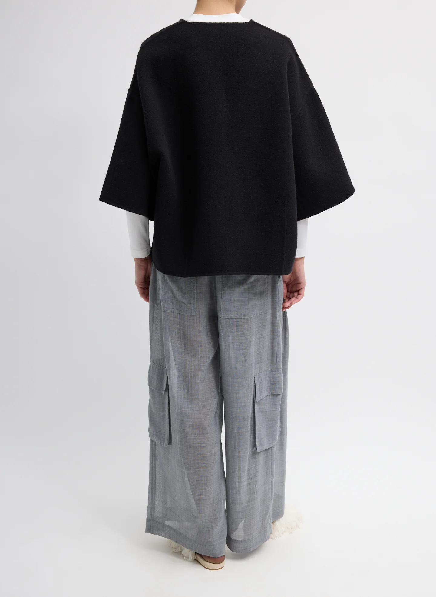 Luxe Double Faced Wool Angora V-Neck Top - Image 4