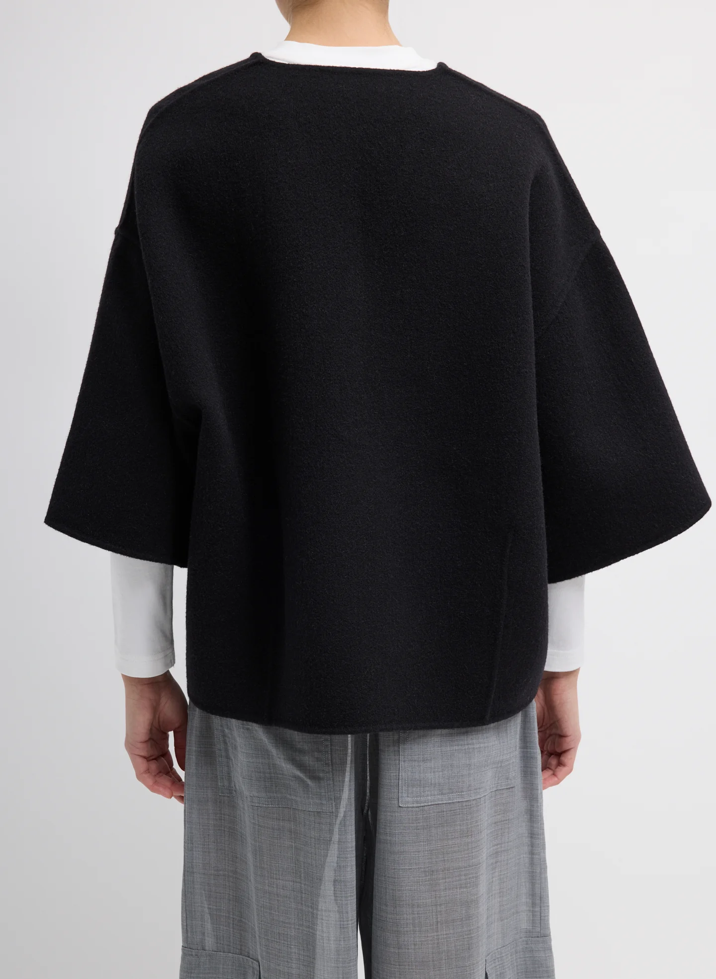 Luxe Double Faced Wool Angora V-Neck Top - Image 5