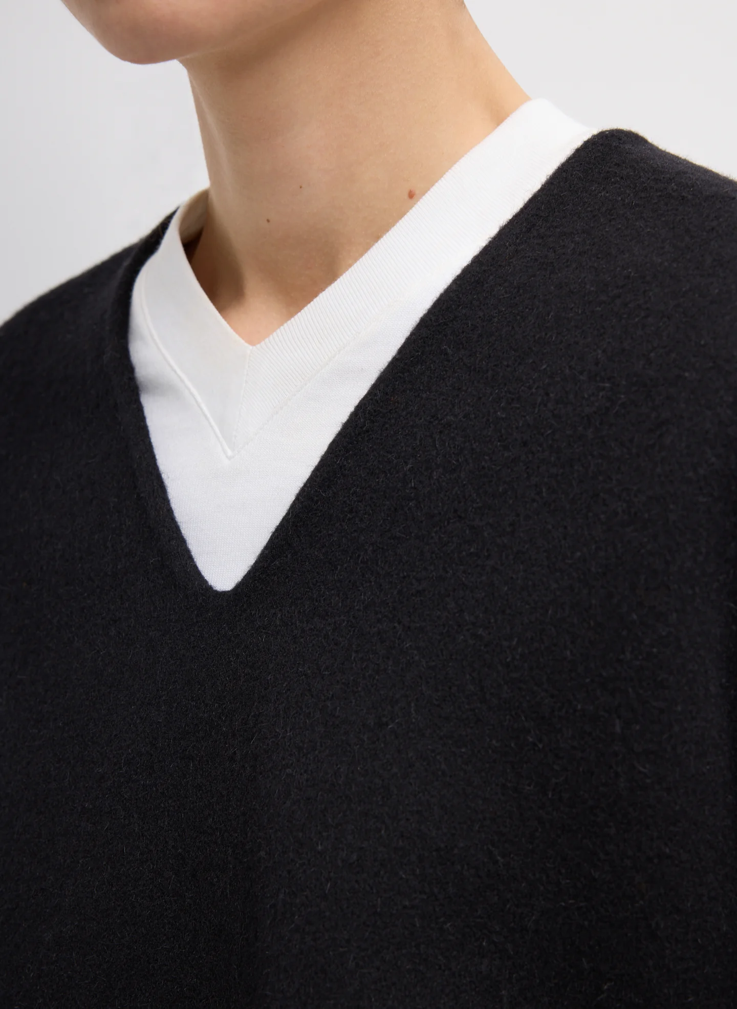 Luxe Double Faced Wool Angora V-Neck Top - Image 6