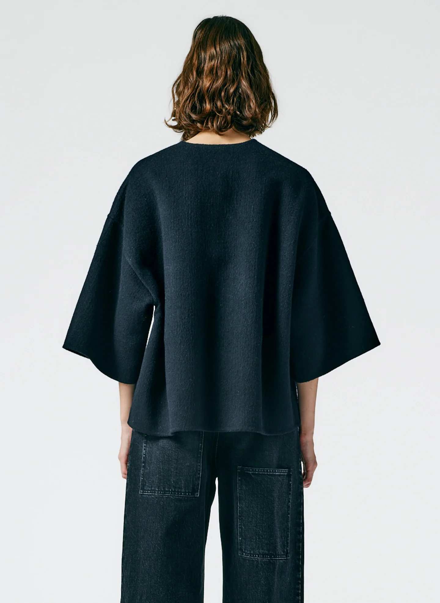 Luxe Double Faced Wool Angora V-Neck Top - Image 8