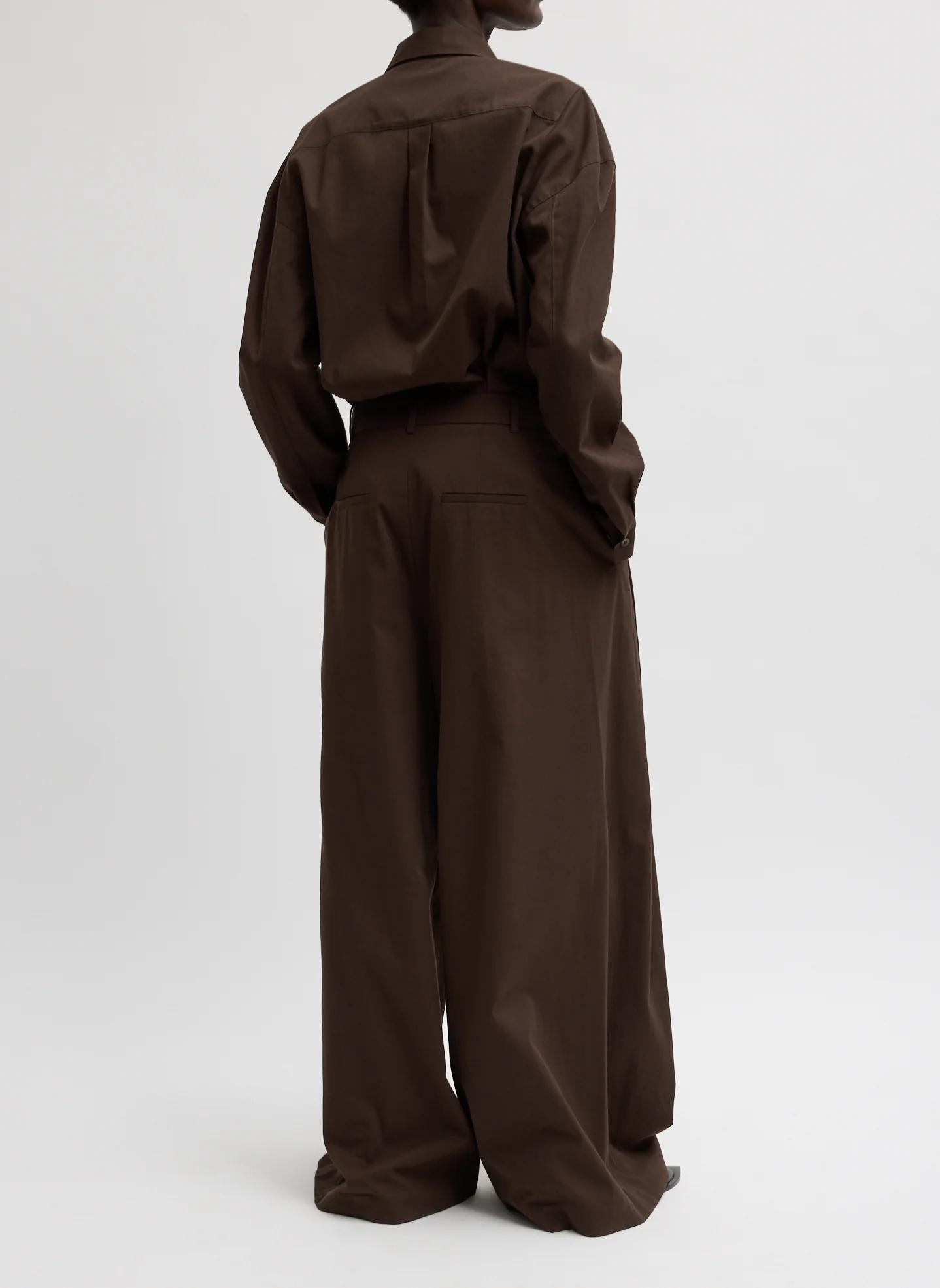 Luxe Spring Twill Tucked Pleated Wide Leg Trouser - Image 6