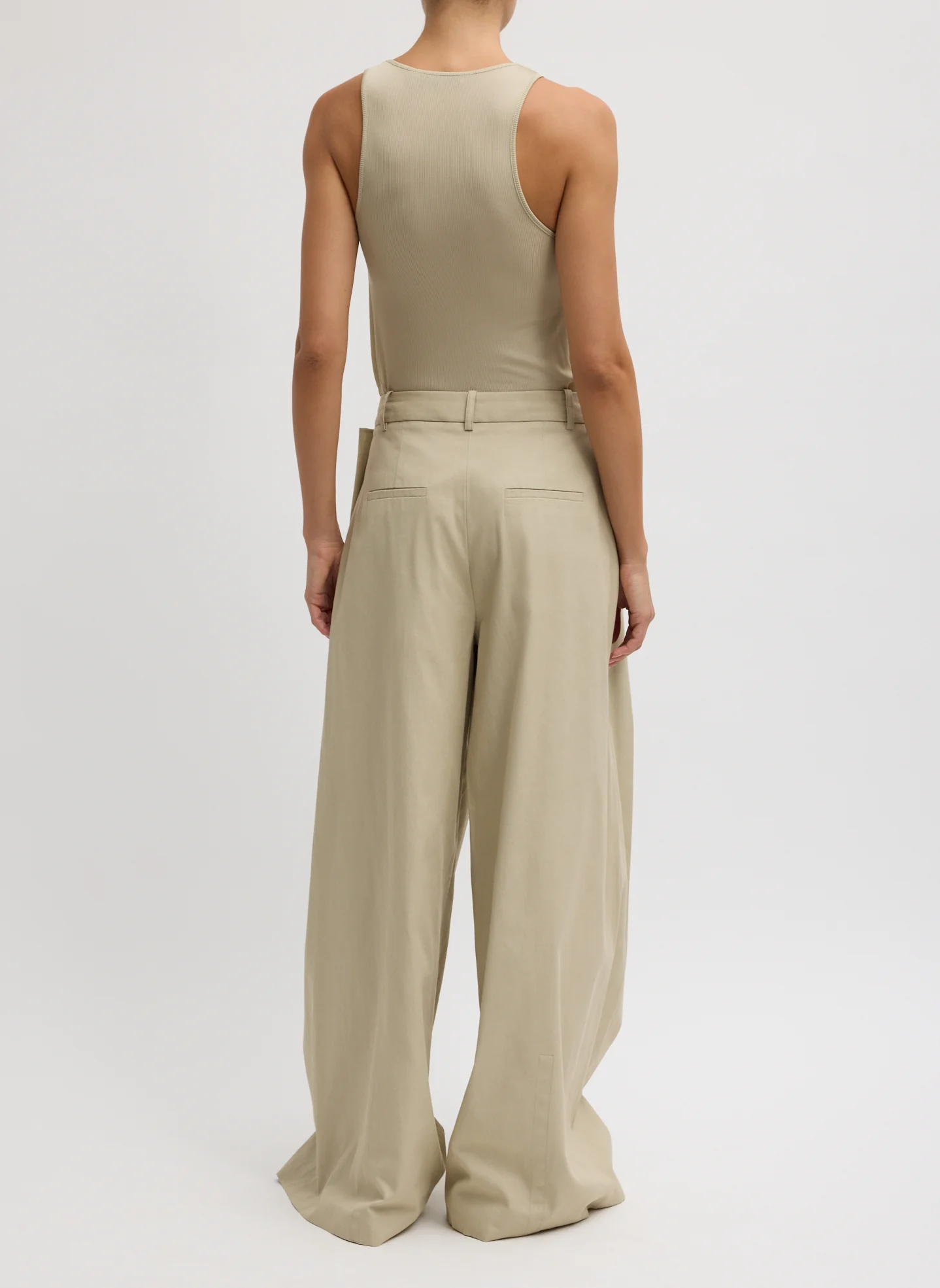 Luxe Spring Twill Tucked Pleated Wide Leg Trouser - Image 6
