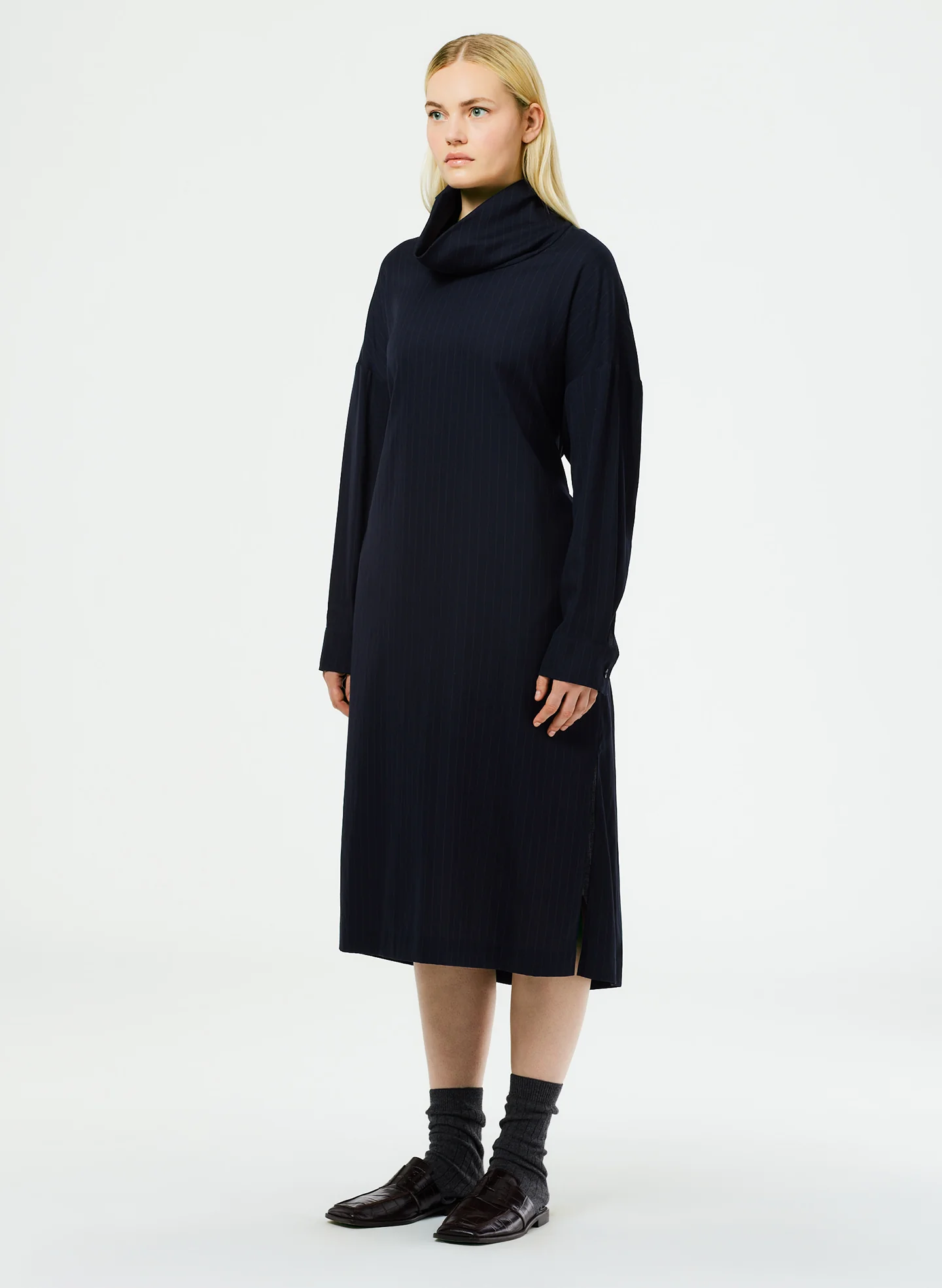 Lyocell Drape Cowl Neck Dress - Image 3
