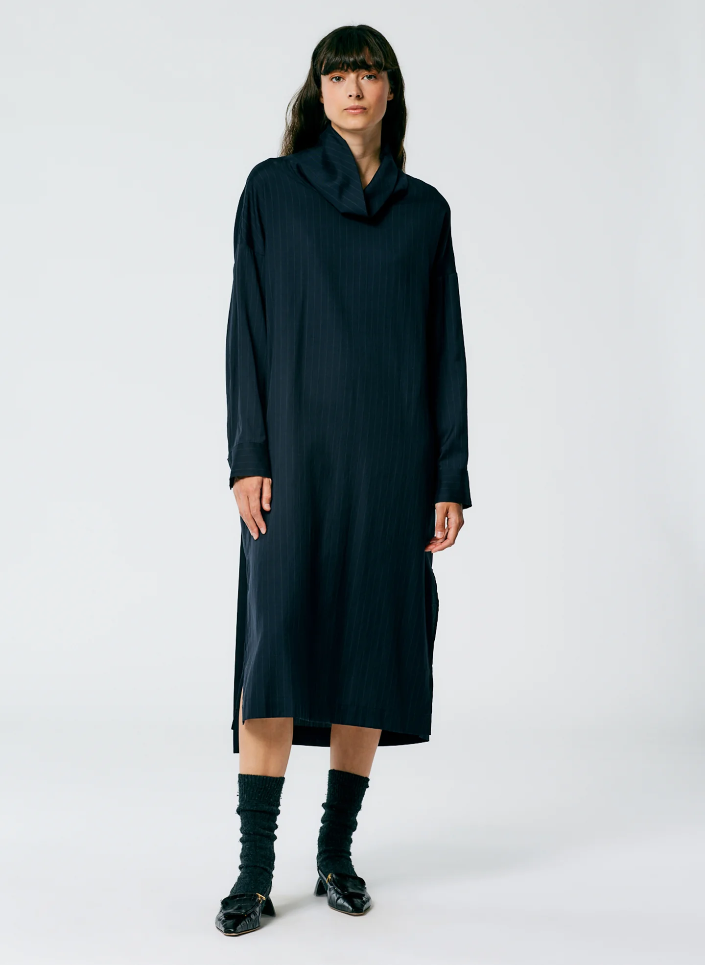 Lyocell Drape Cowl Neck Dress - Image 5