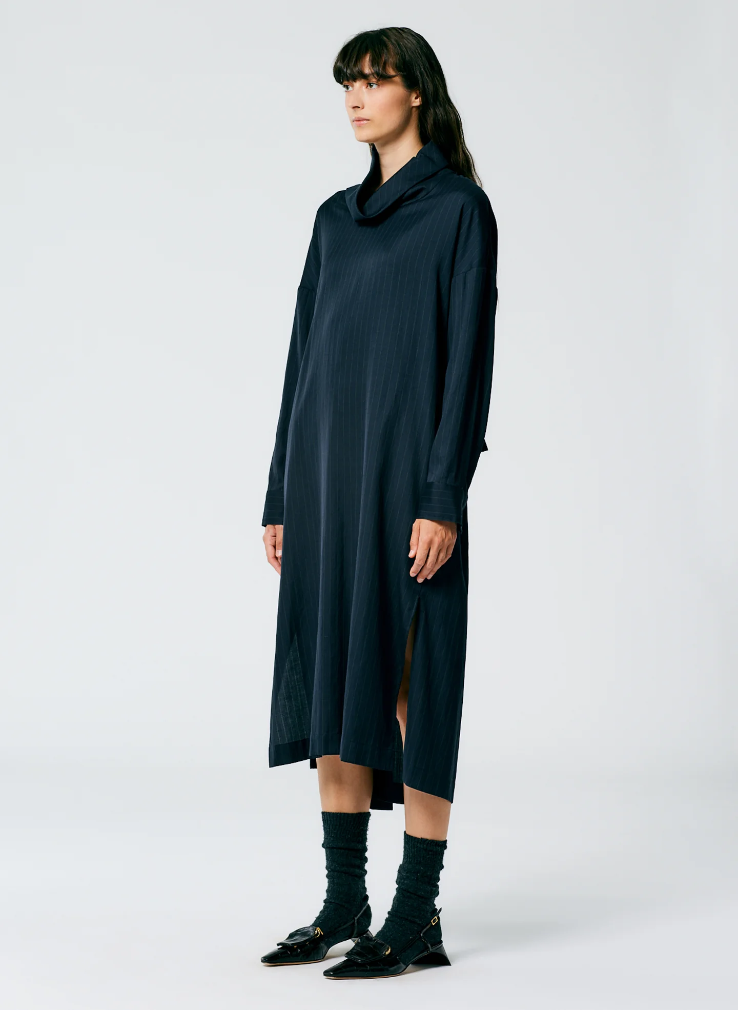 Lyocell Drape Cowl Neck Dress - Image 7