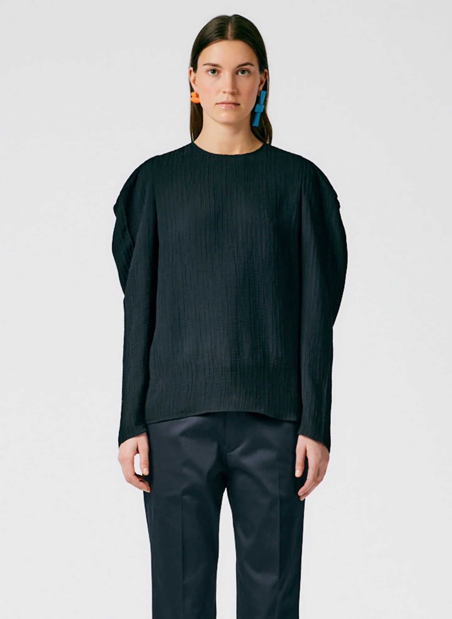 Matte Crinkle Long Square Sleeve Top - Image 2