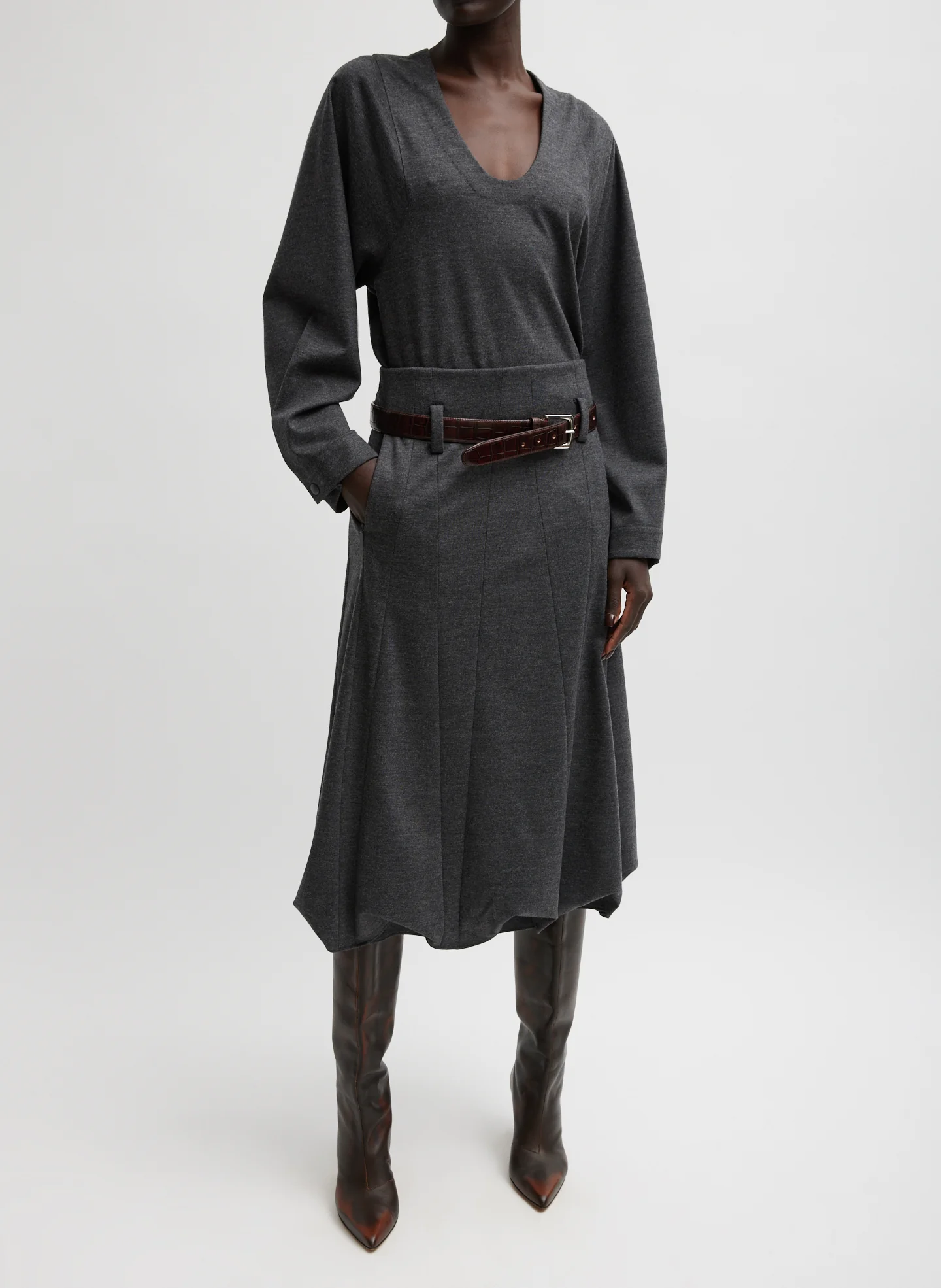 Melange Jersey U-Neck Top - Image 5
