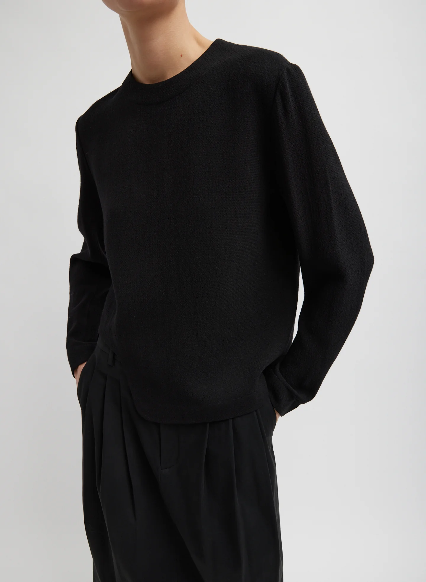 Melee Crepe Long Sleeve Cropped Top - Image 3