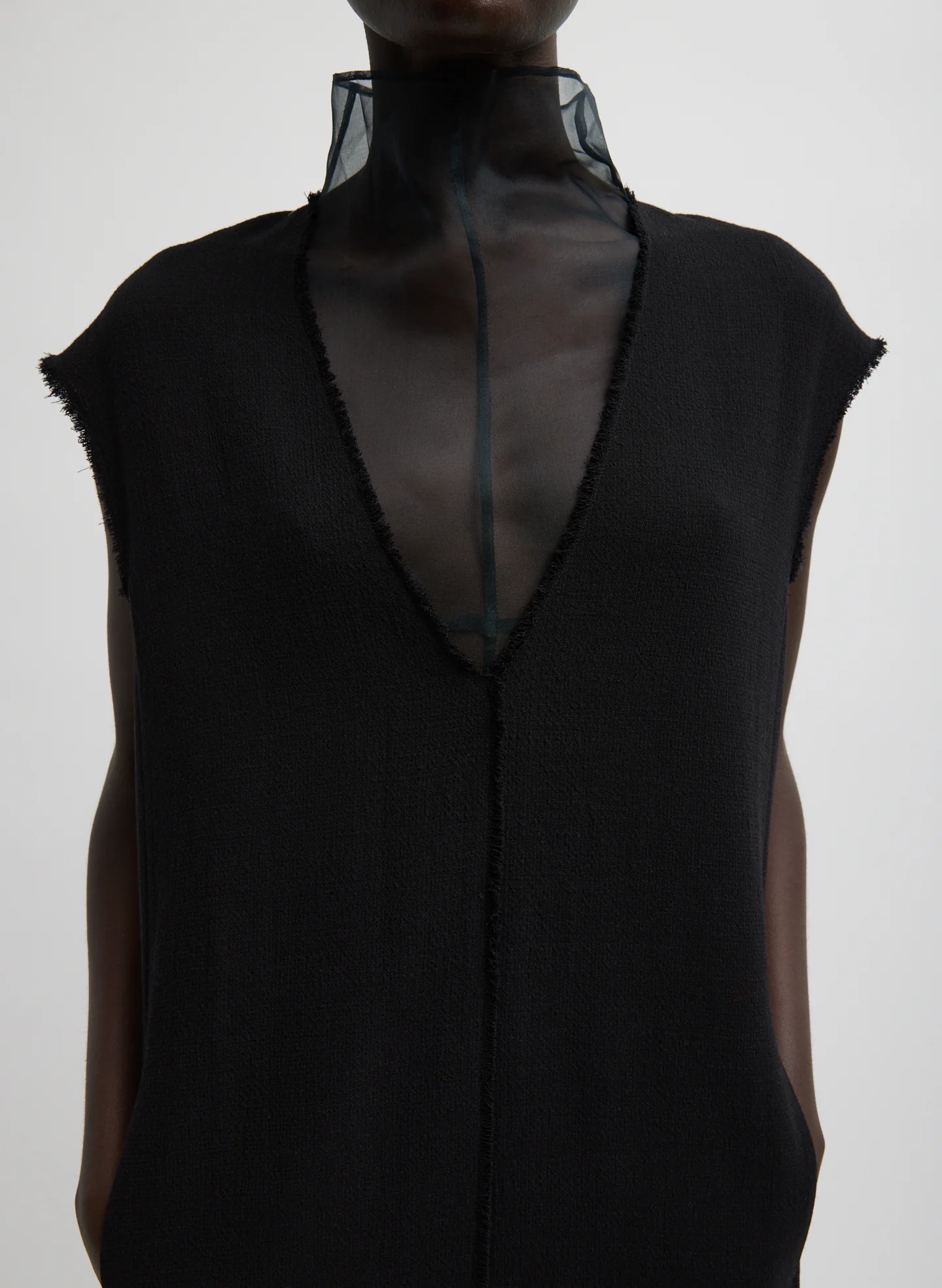 Melee Crepe V-Neck Dress With Organza Lining - Image 4