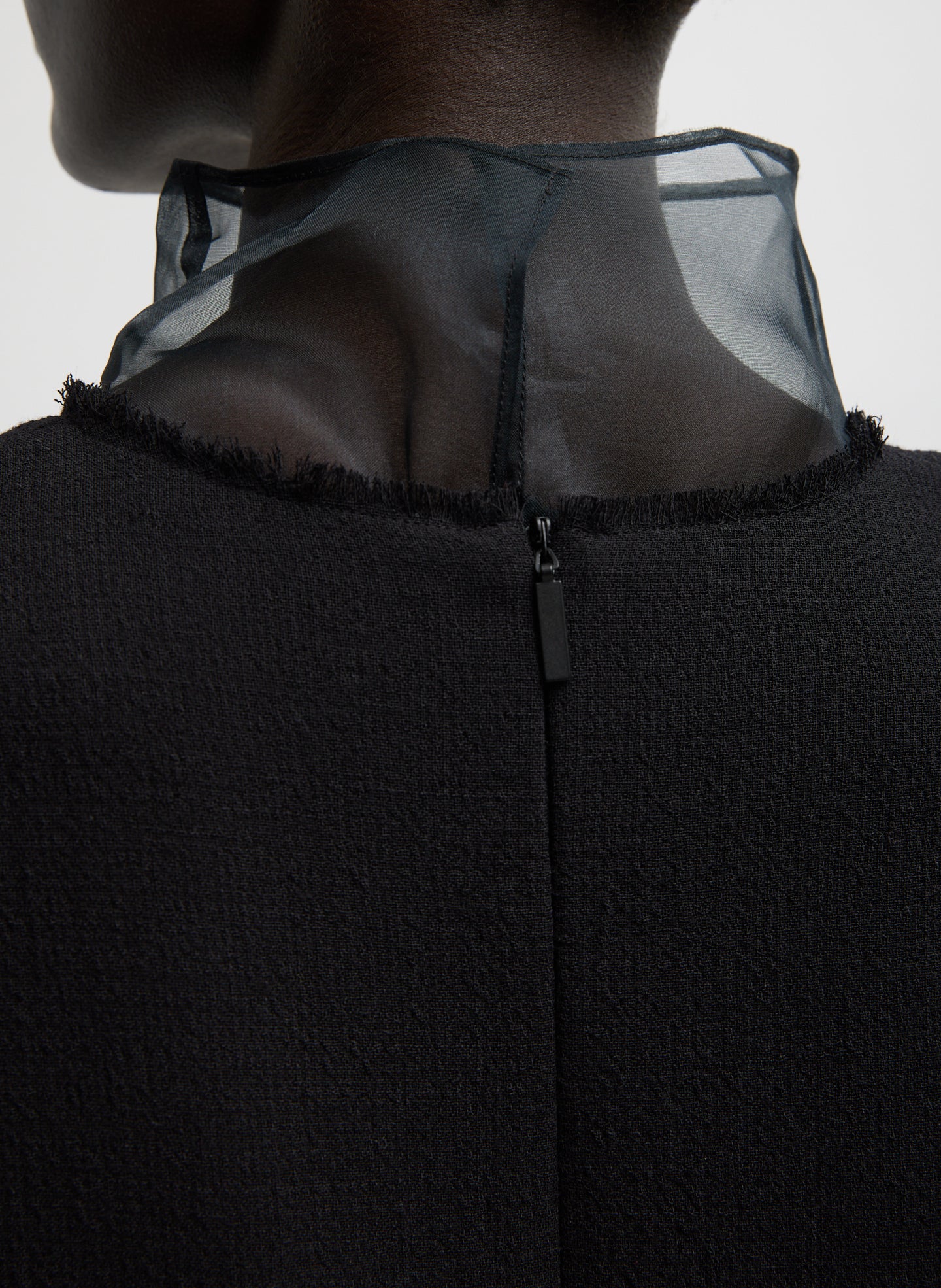 Melee Crepe V-Neck Dress With Organza Lining - Image 5
