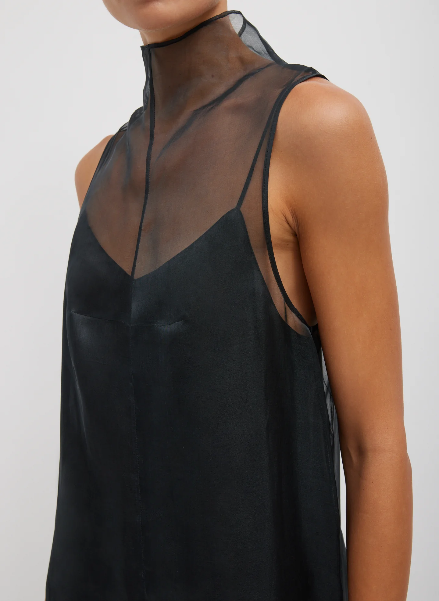 Melee Crepe V-Neck Dress With Organza Lining - Image 8