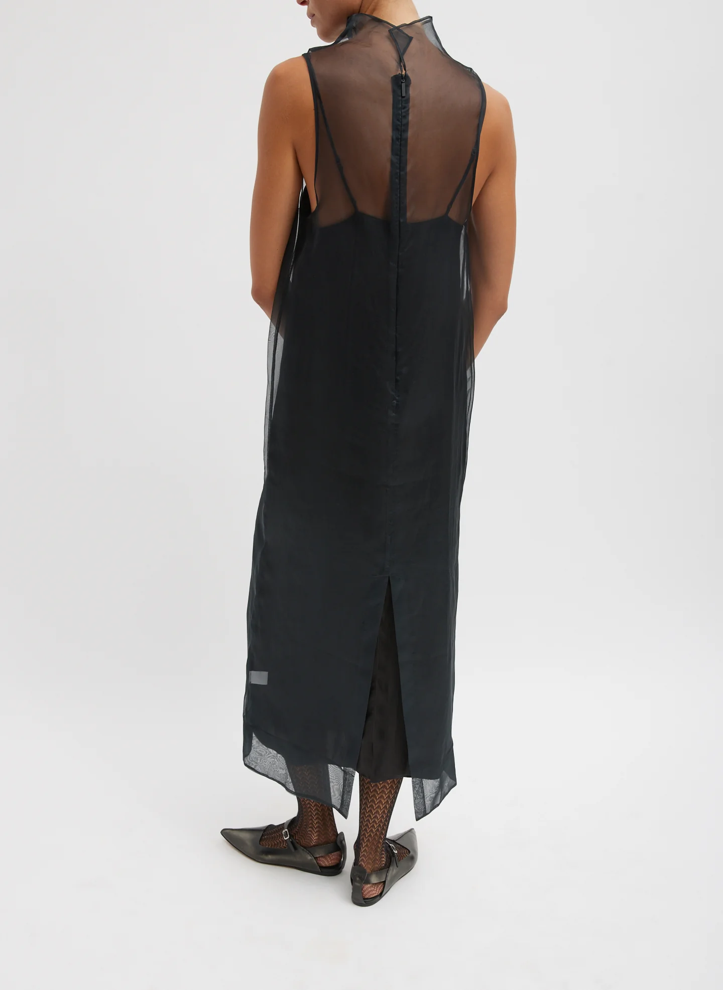 Melee Crepe V-Neck Dress With Organza Lining - Image 9