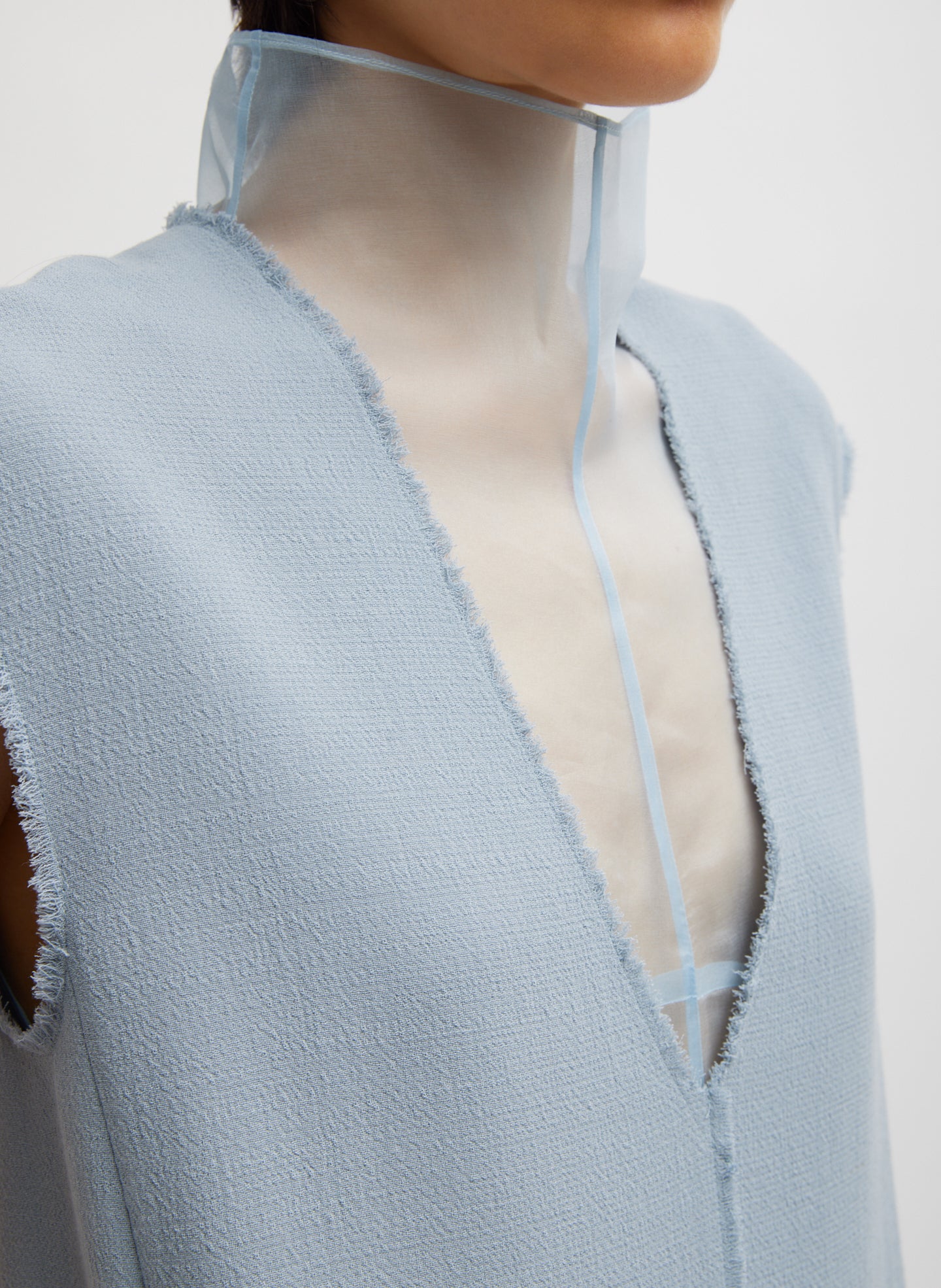 Melee Crepe V-Neck Dress With Organza Lining - Image 2