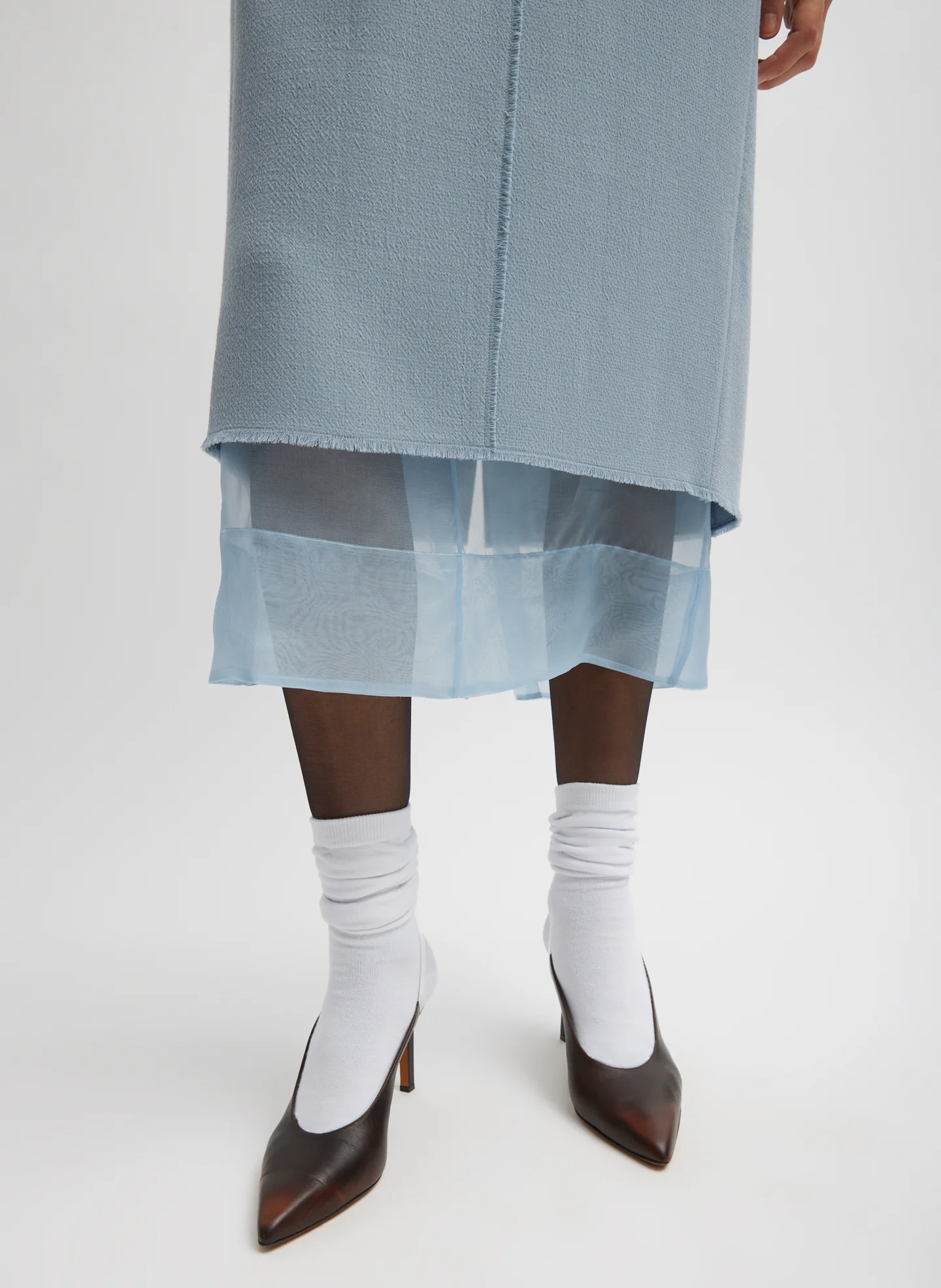 Melee Crepe V-Neck Dress With Organza Lining - Image 4