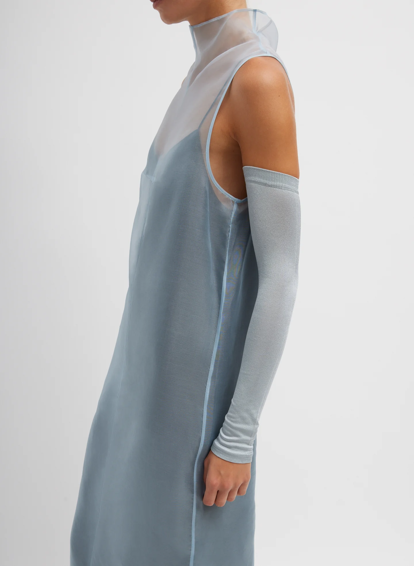 Melee Crepe V-Neck Dress With Organza Lining - Image 7