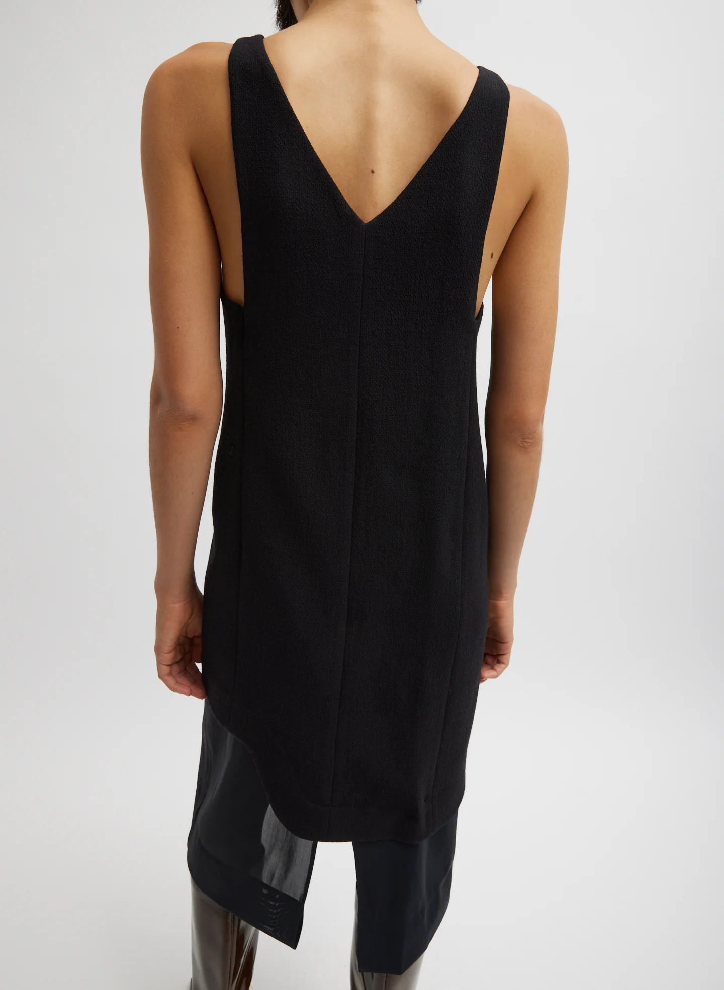 Melee Crepe V-Neck Power Mesh Combo Dress - Image 5