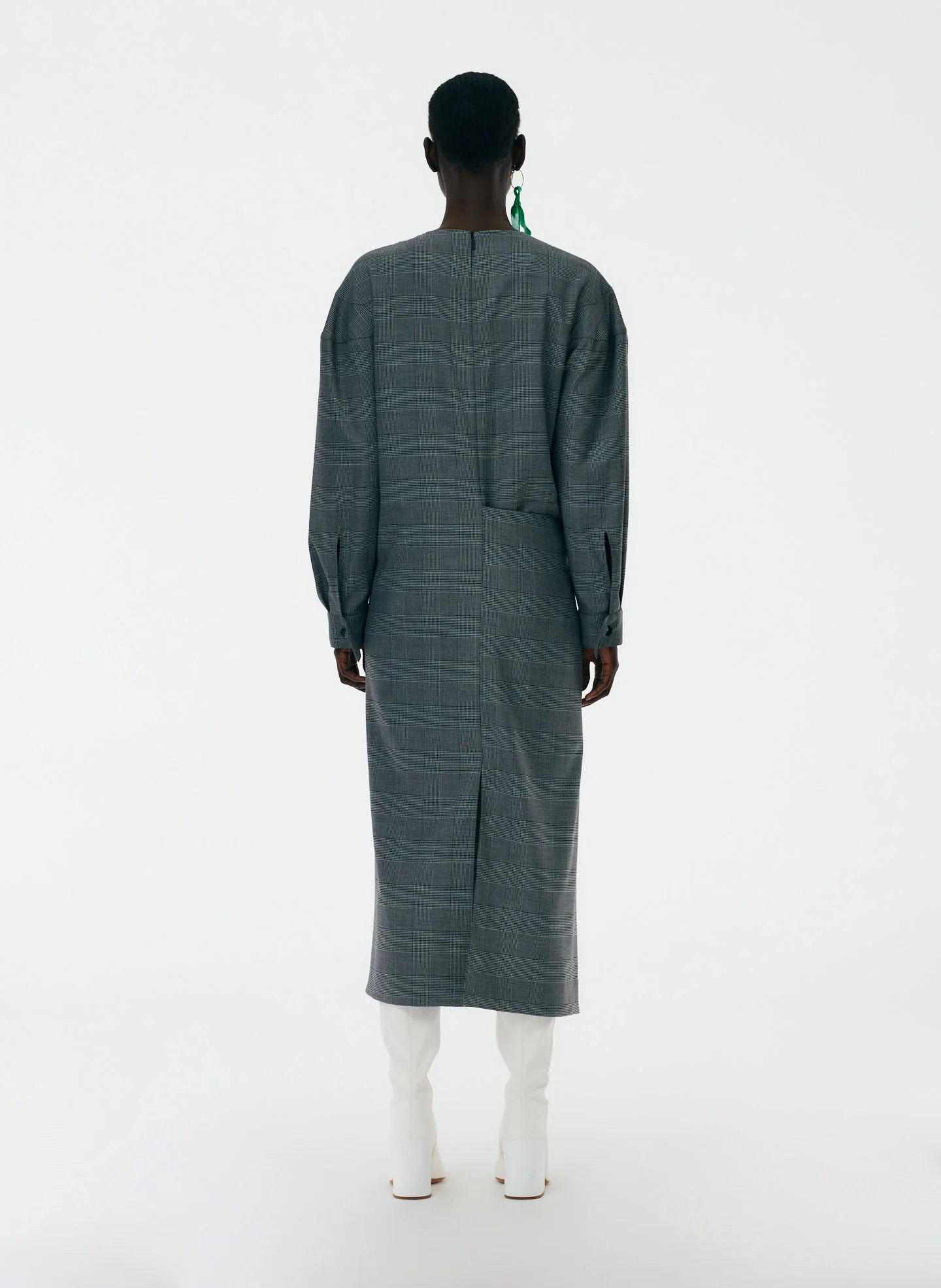 Menswear Collage Asymmetric Flap Snap Dress - Image 6