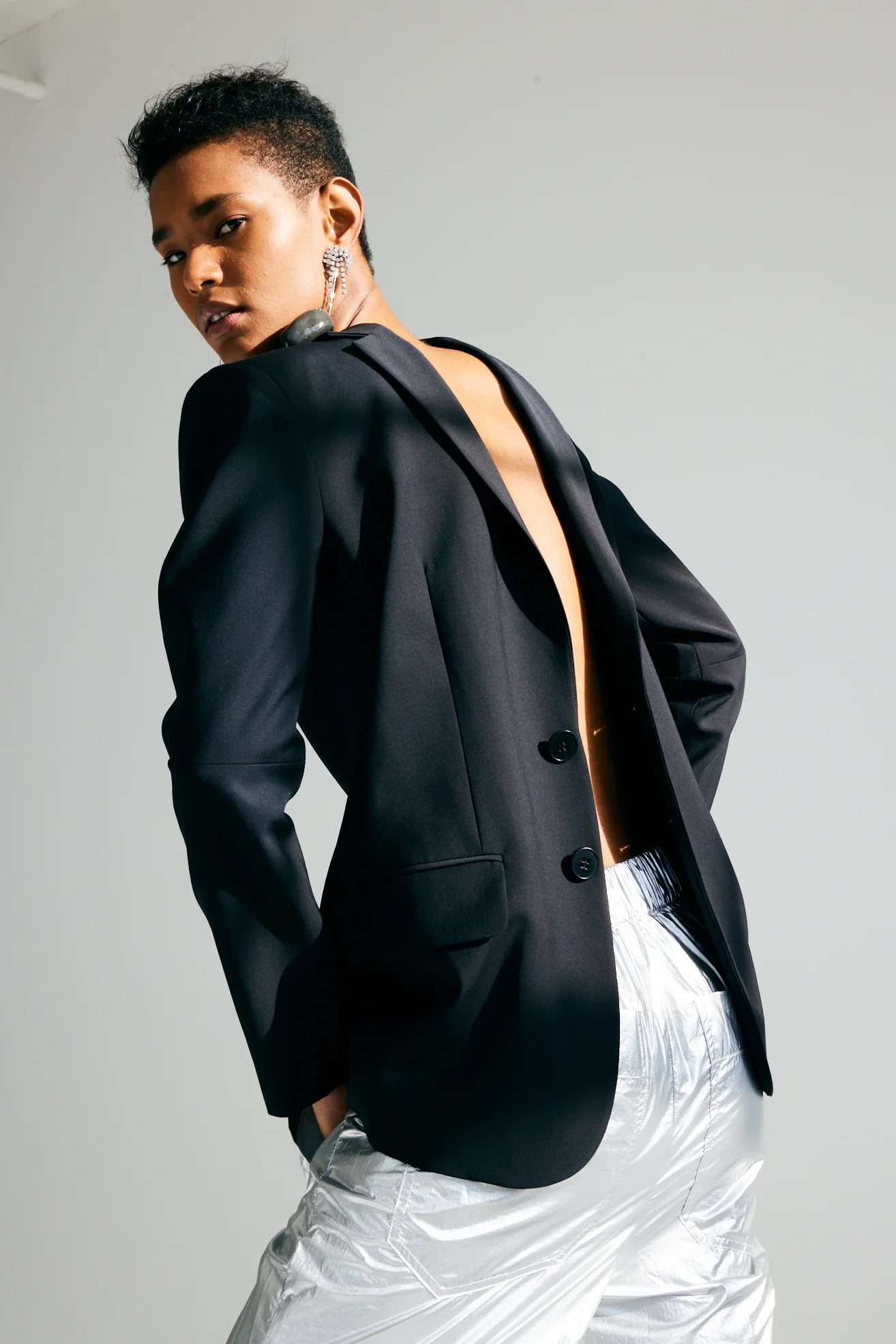 Metallic Nylon Pull On Wilt Jogger - Image 2