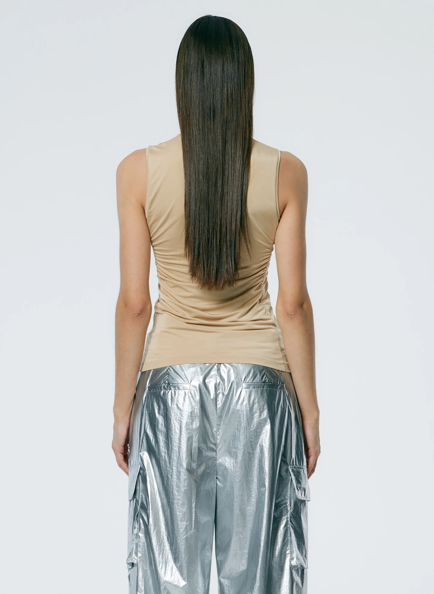 Micro Jersey Shirred Crewneck Top - Image 3