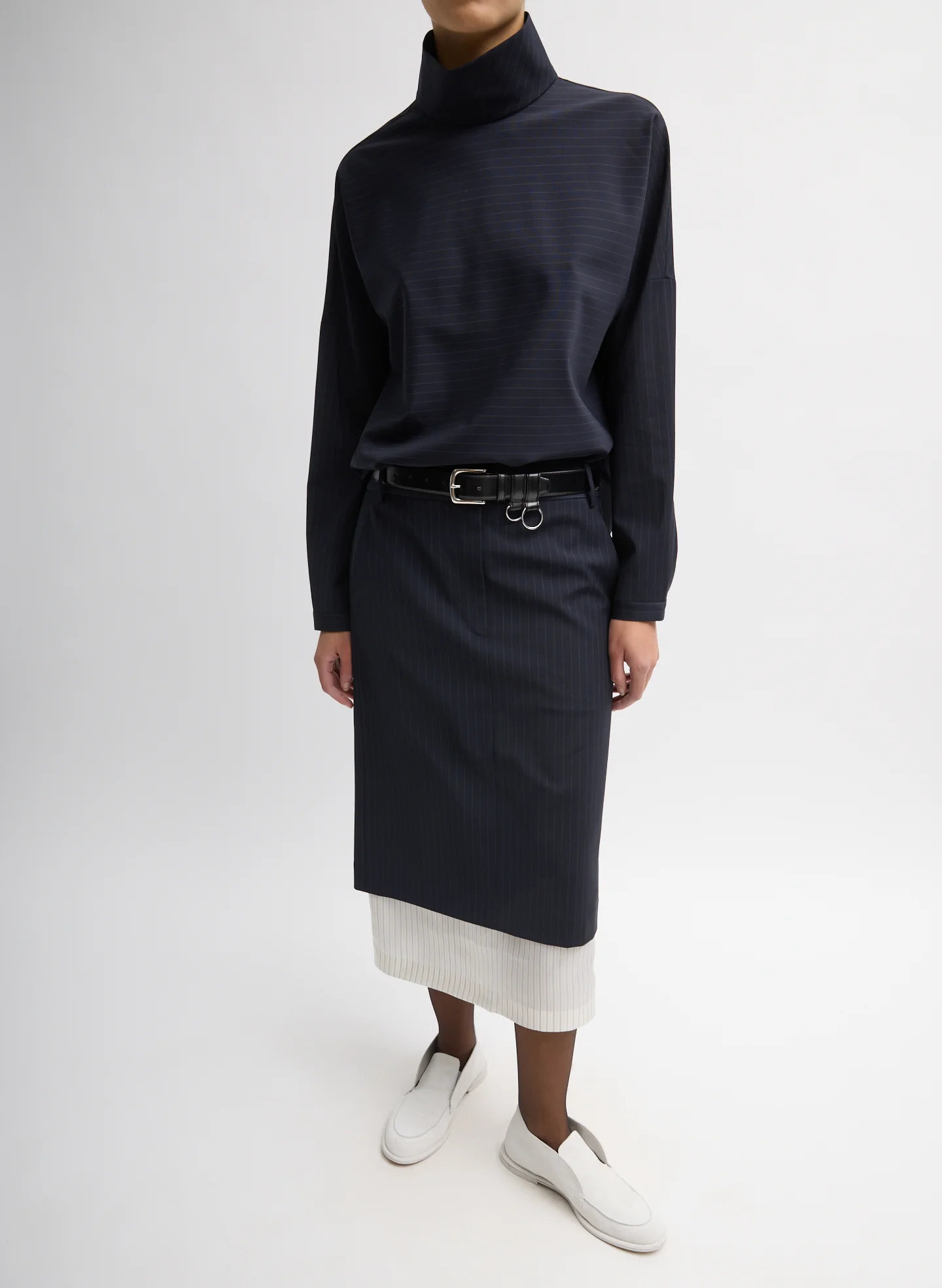 Mier Pinstripe Convertible Skirt