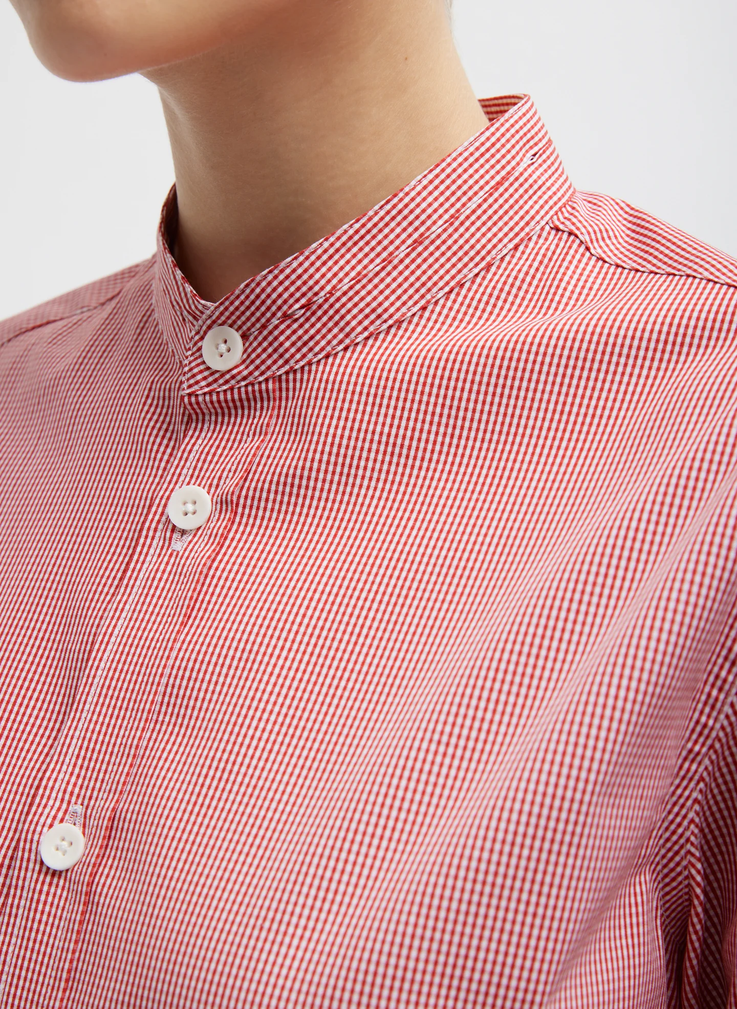 Mini Check Shirting Detached Slim Shirt - Image 3