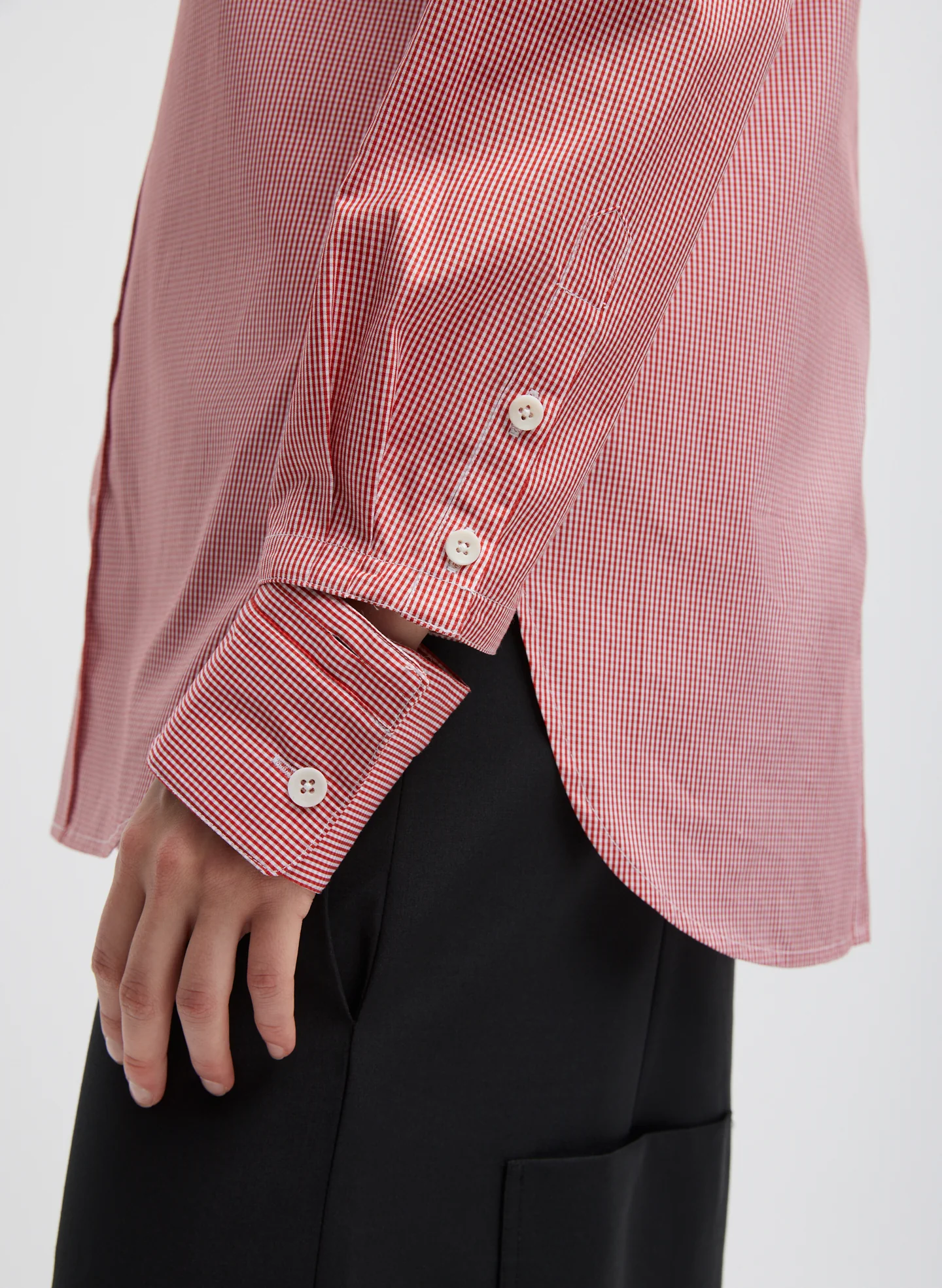 Mini Check Shirting Detached Slim Shirt - Image 4