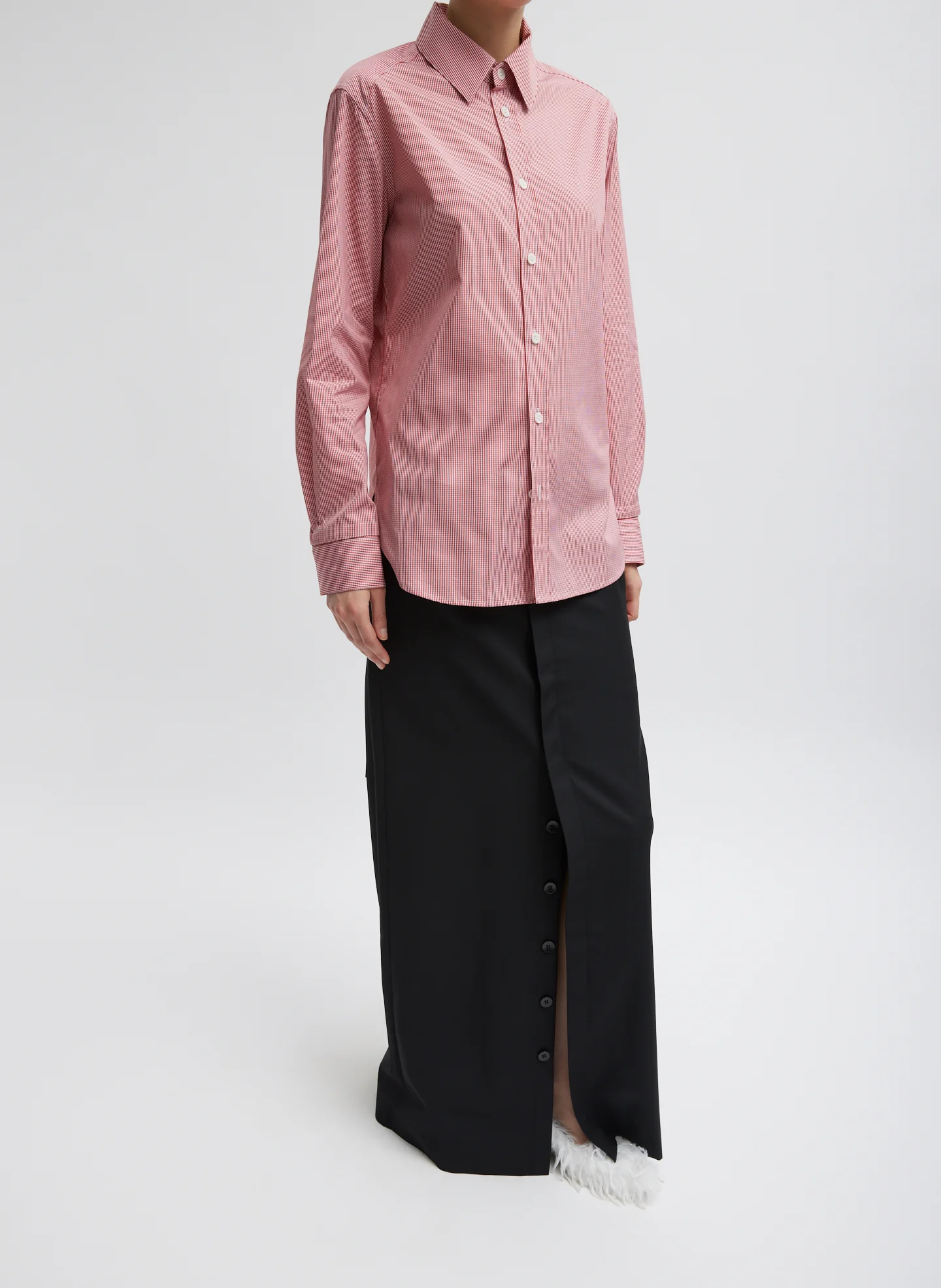 Mini Check Shirting Detached Slim Shirt - Image 6