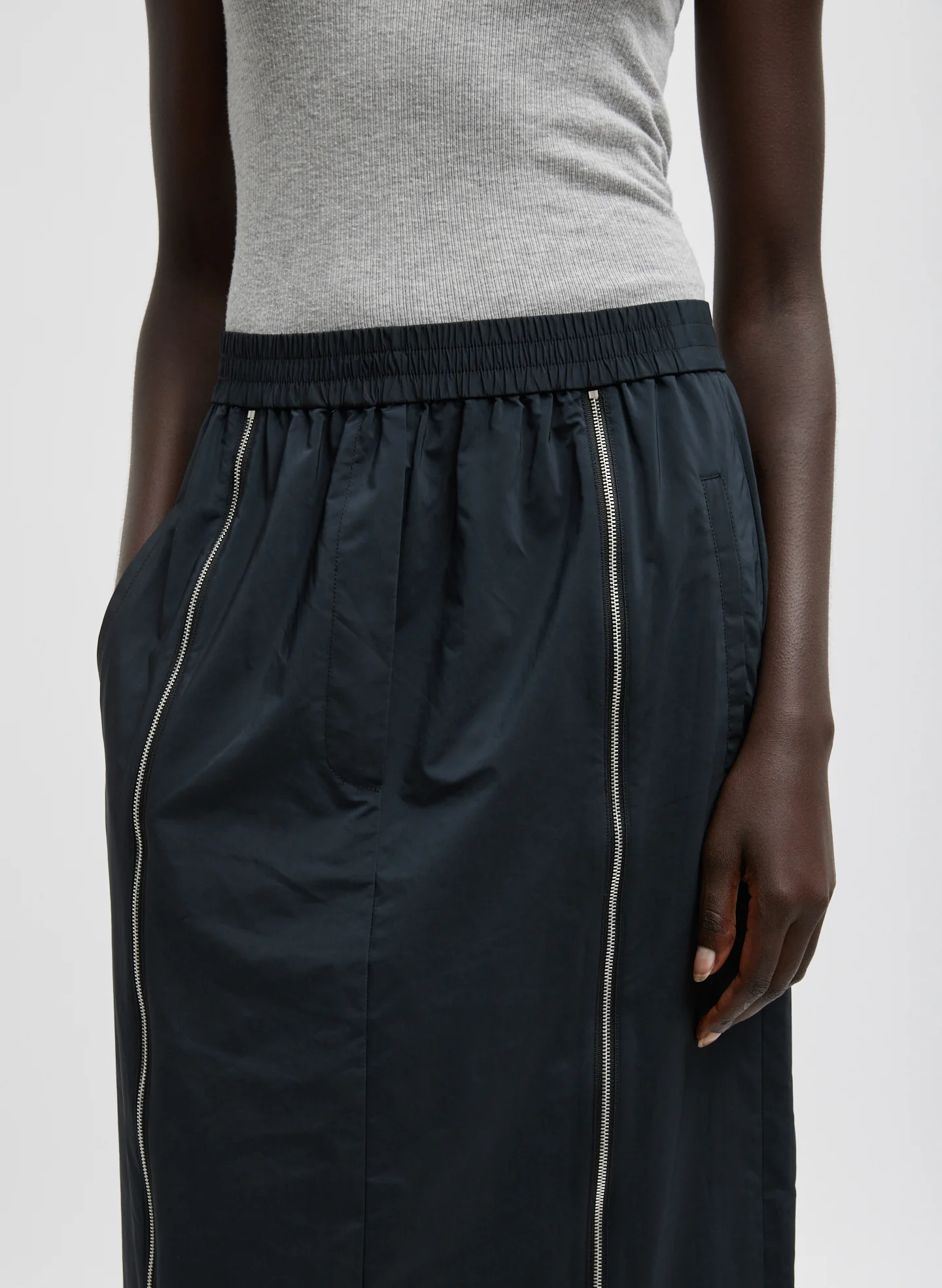 Nylon Zipper Maxi Skirt - Image 3