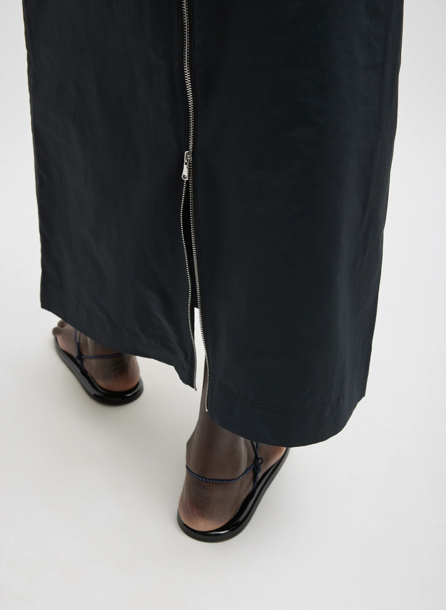 Nylon Zipper Maxi Skirt - Image 4