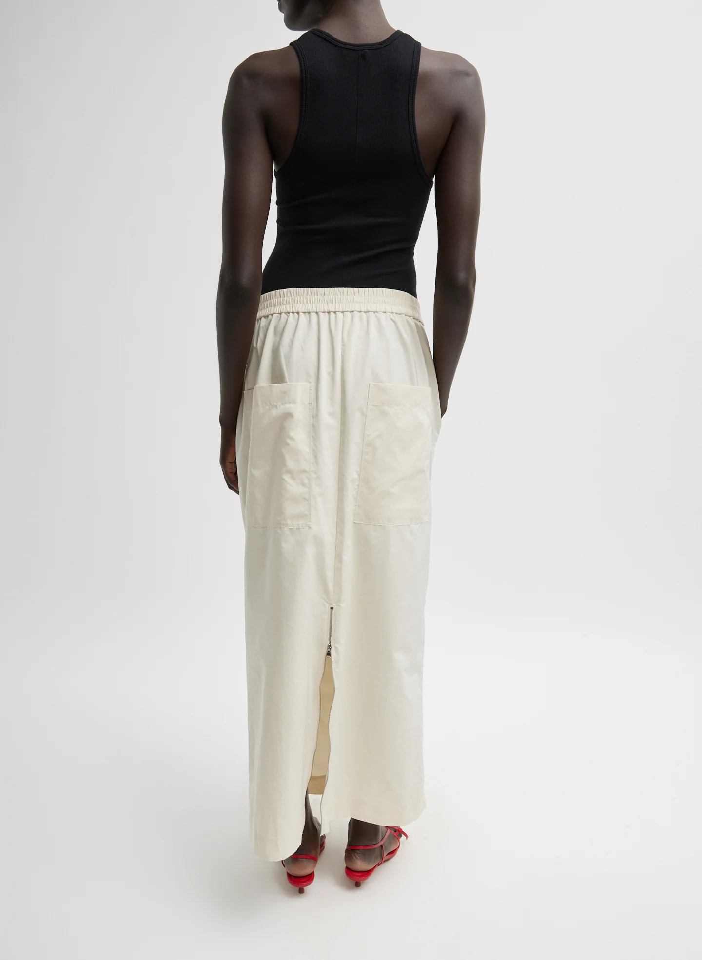 Nylon Zipper Maxi Skirt - Image 4
