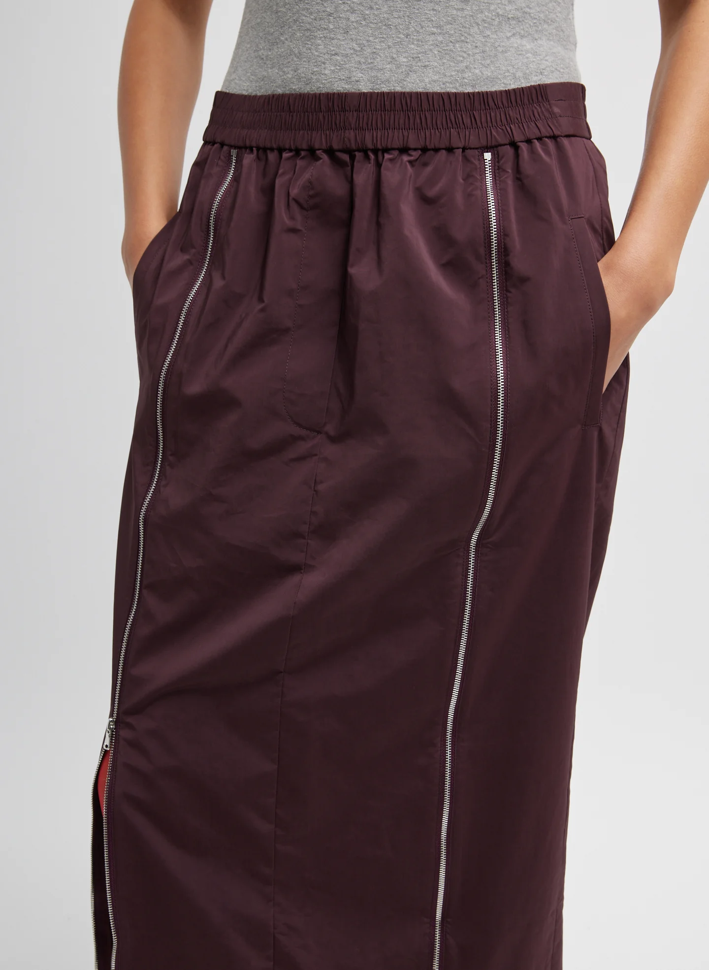 Nylon Zipper Maxi Skirt - Image 2