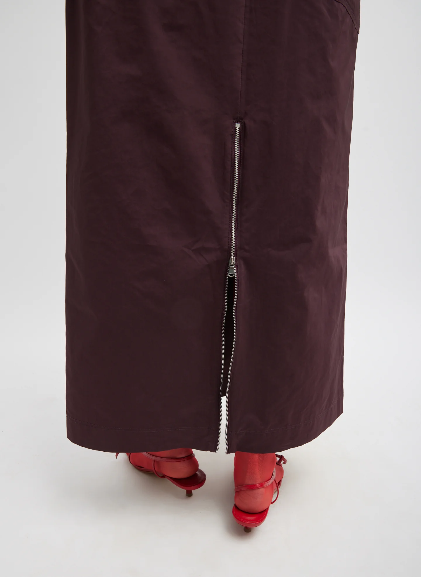 Nylon Zipper Maxi Skirt - Image 3