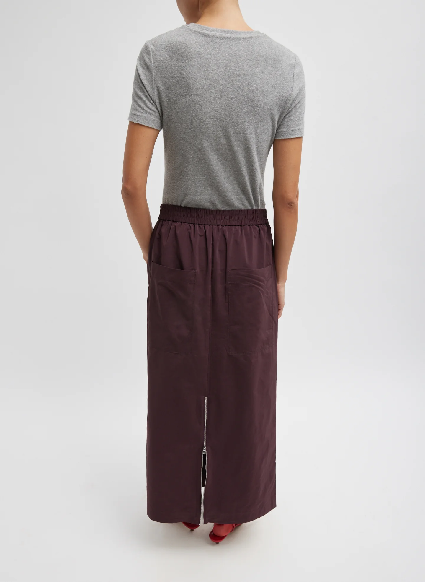 Nylon Zipper Maxi Skirt - Image 4