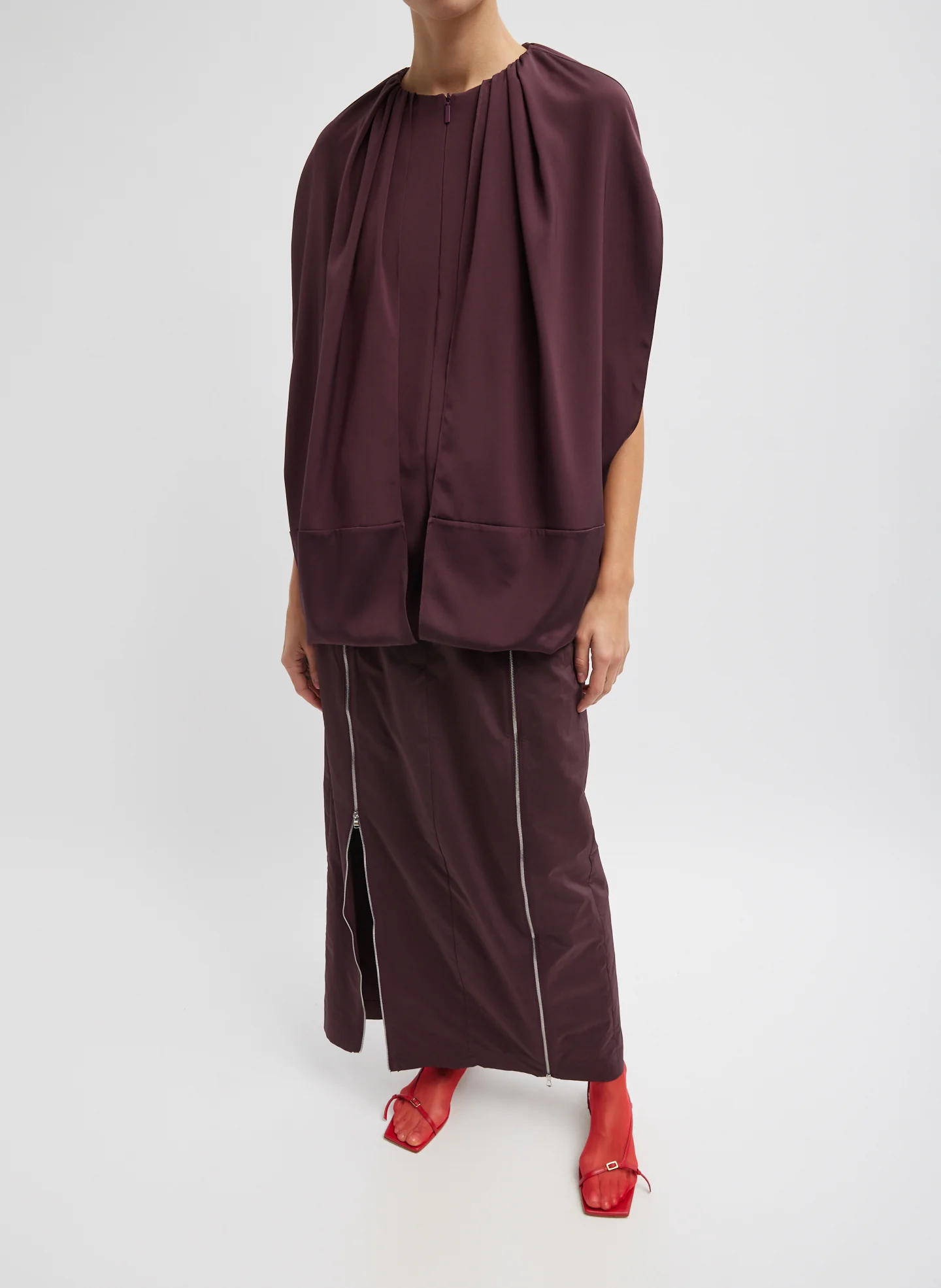 Nylon Zipper Maxi Skirt - Image 5