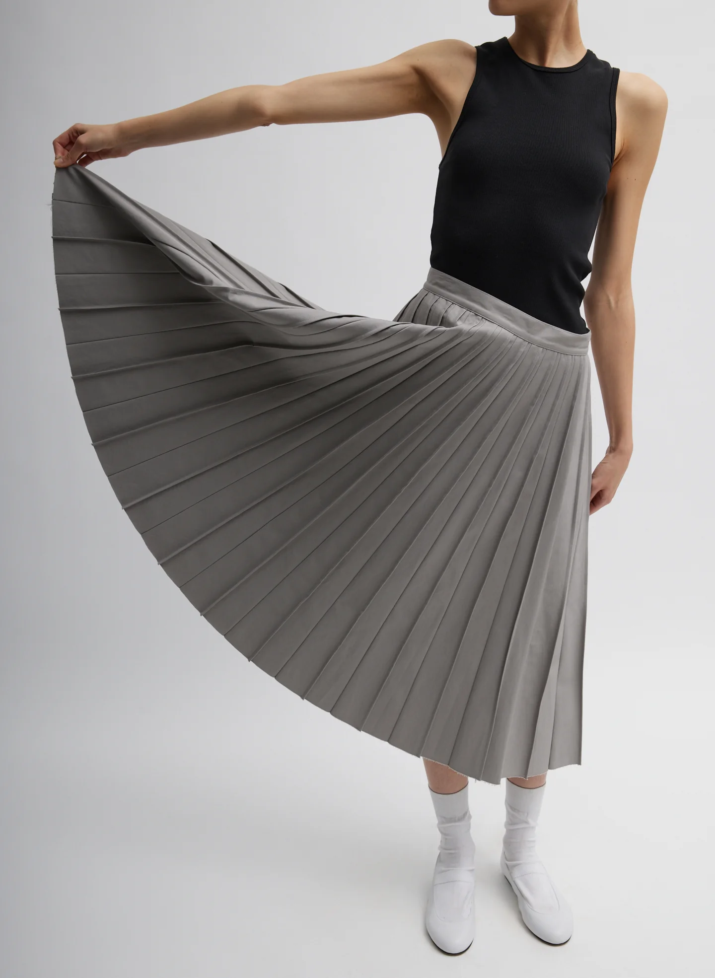 Oliver Cotton Stretch Tricotine Pintucked Skirt - Image 8