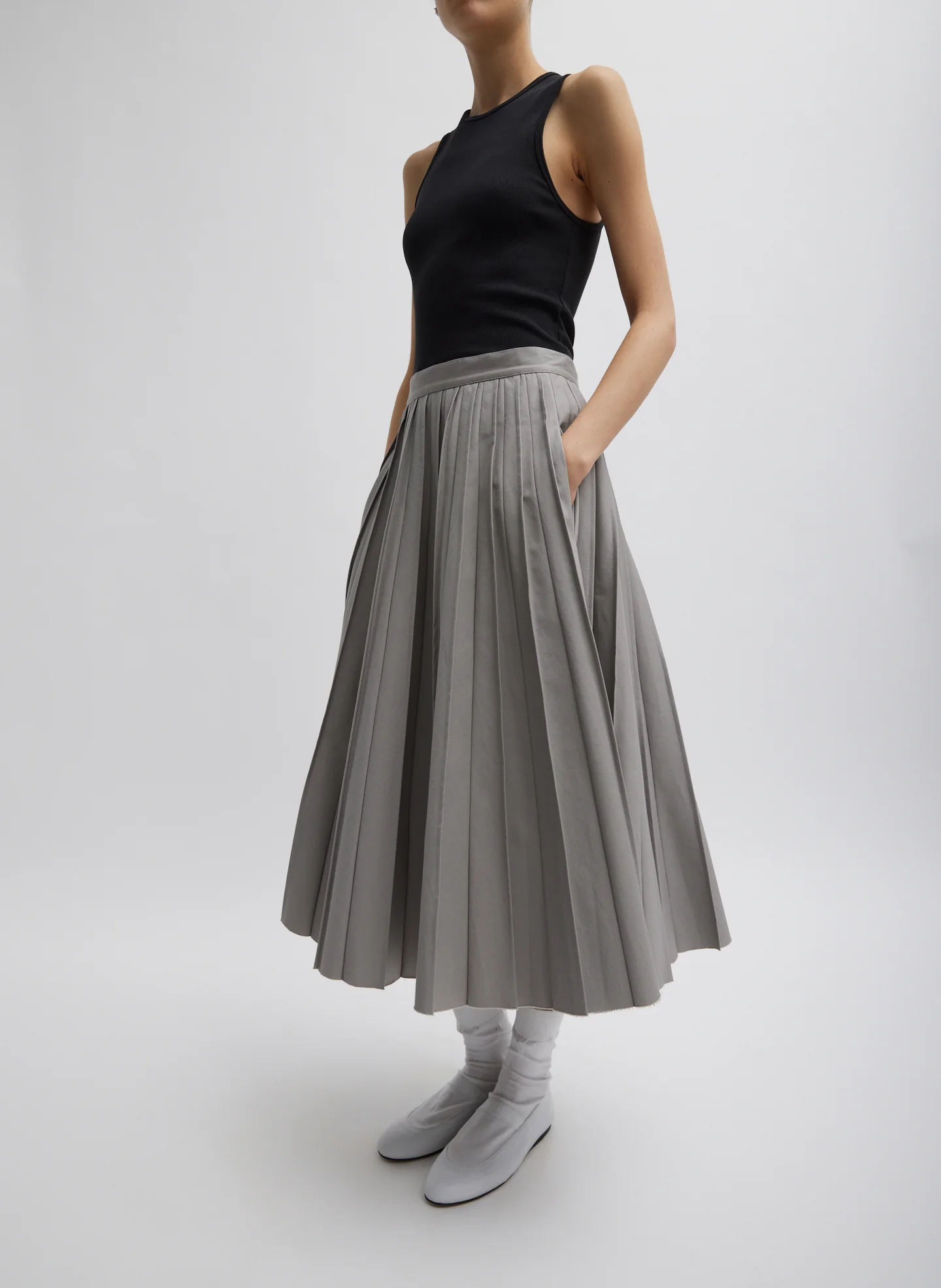 Oliver Cotton Stretch Tricotine Pintucked Skirt - Image 9