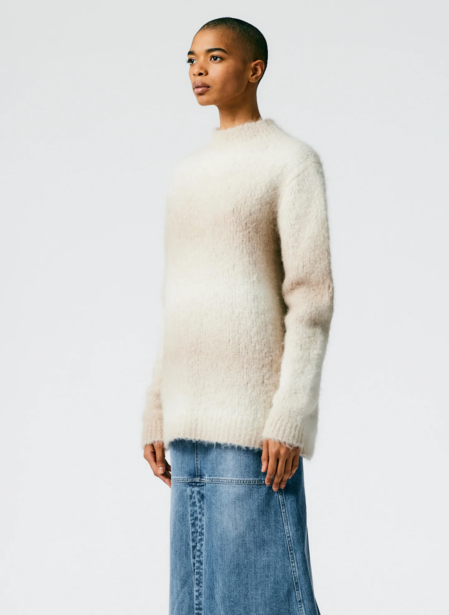 Ombre Superfine Alpaca Funnel Neck Pullover - Image 4