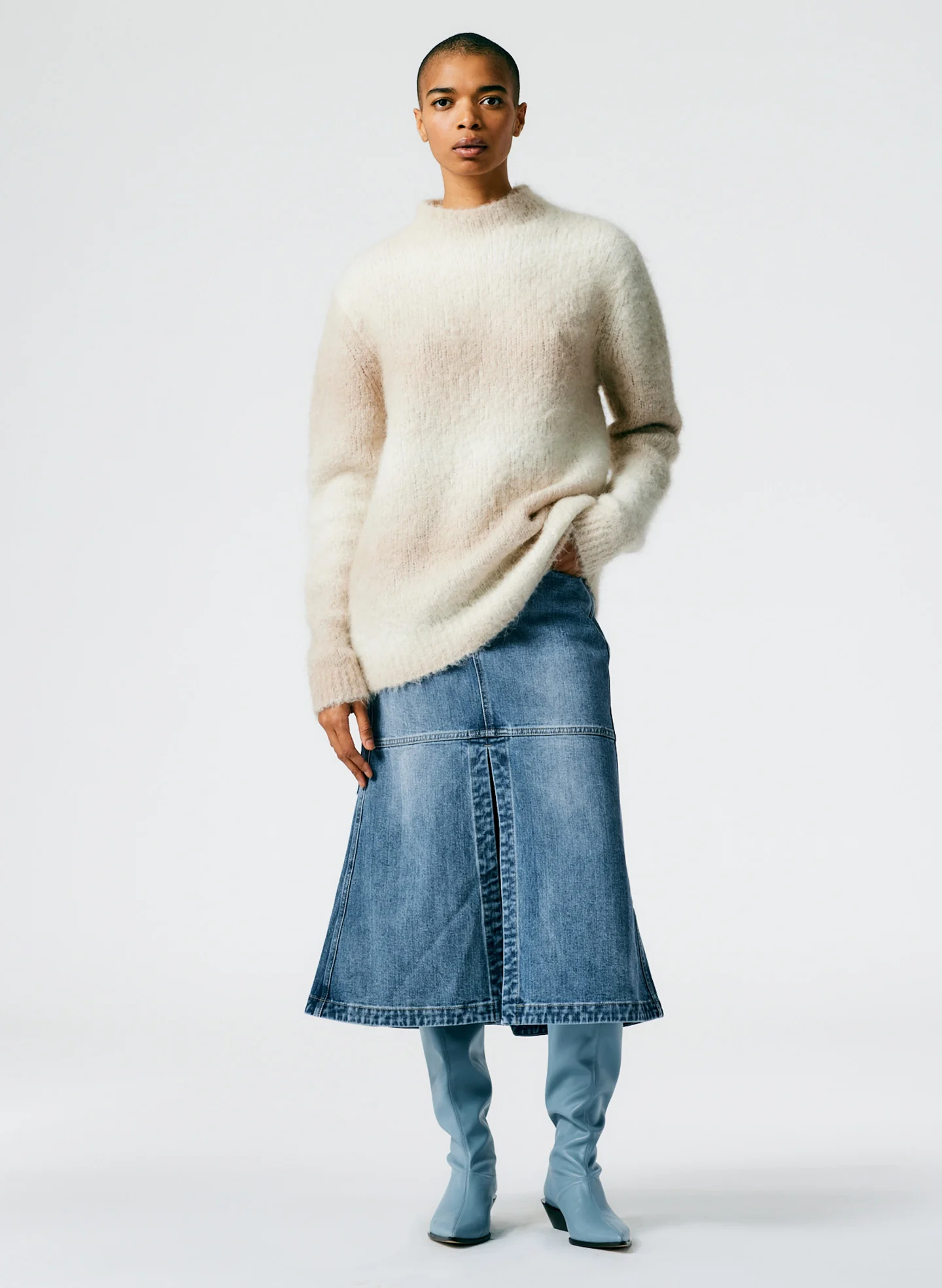 Ombre Superfine Alpaca Funnel Neck Pullover - Image 6