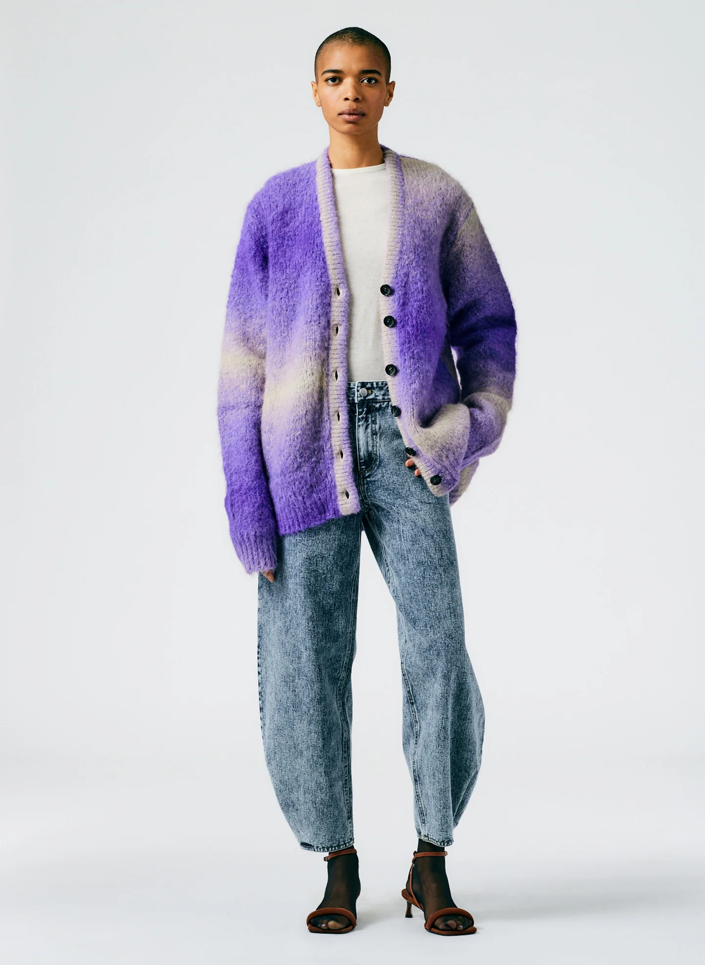 Ombre Superfine Alpaca Grandpa Cardigan - Image 5