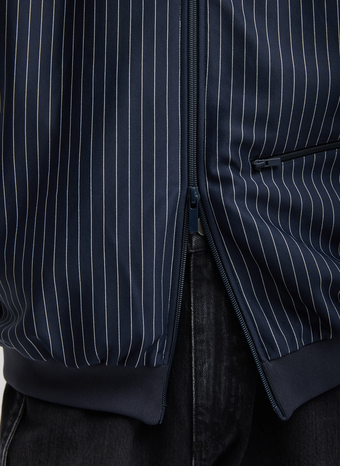 Pinstripe Active Knit Zipper Detailed Track Jacket - Image 8