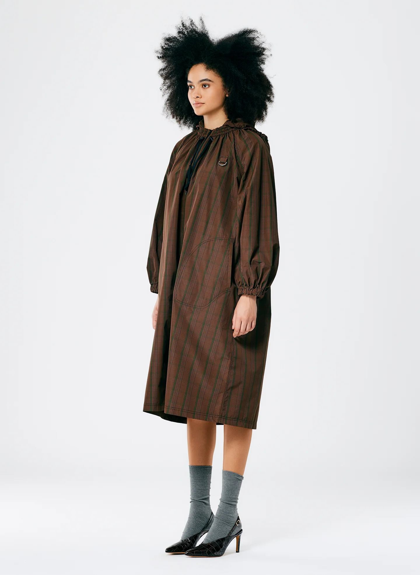 Plaid Tech Poly Long Anorak - Image 4