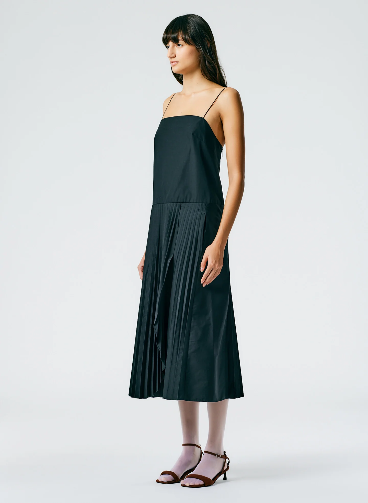 Pleated Cotton Strappy Dress - Image 4