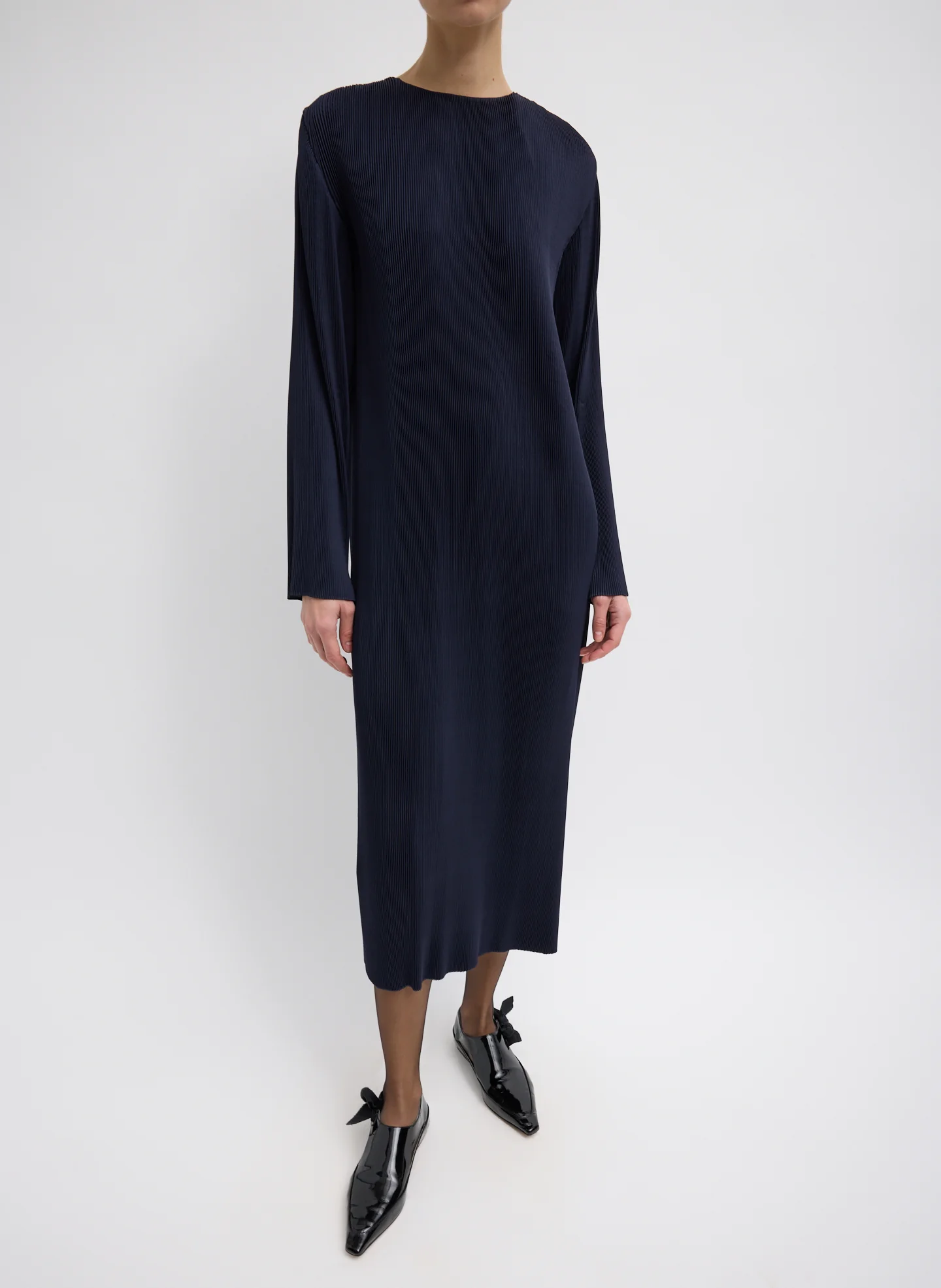 Plissé Midi Dress