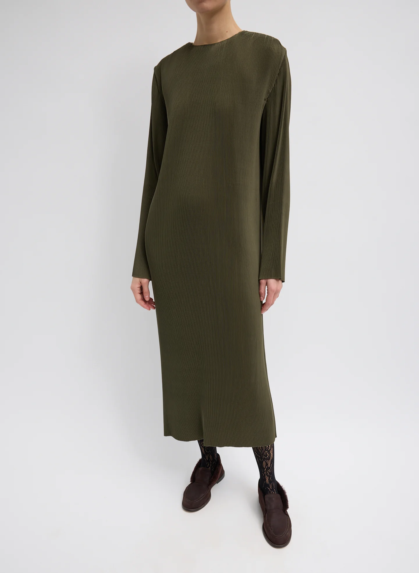 Plissé Midi Dress