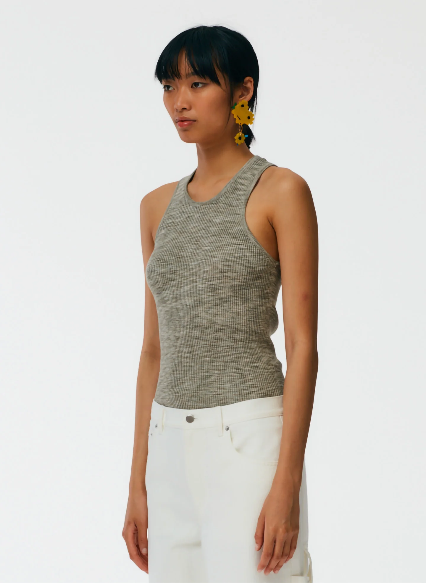 Printed Combed Cotton Ribbed Sweater Tank - Image 2